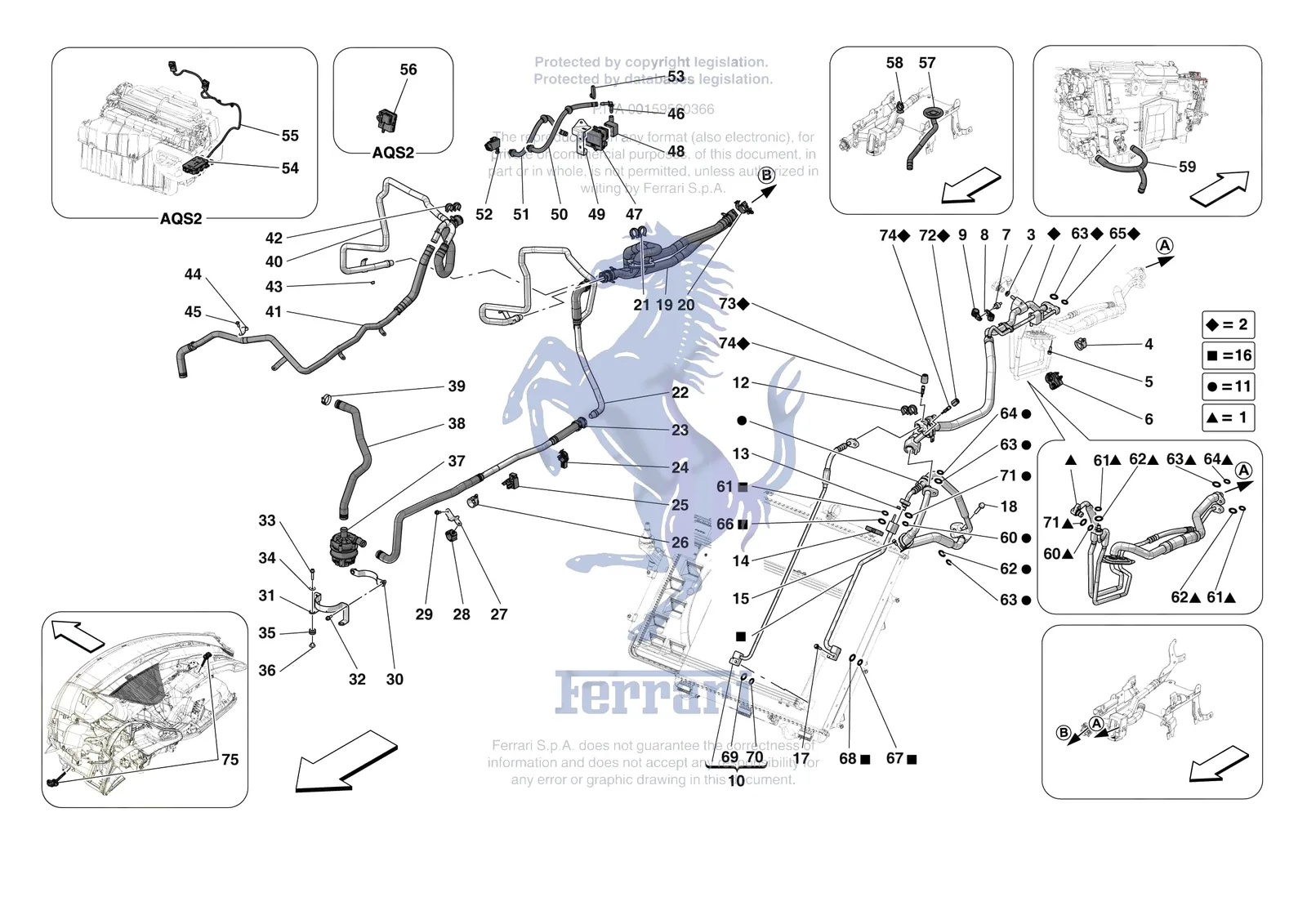Ferrari Purosangue [VEHICLE TRIM] - E.57.03 - AC SYSTEM - AIR CONDITIONER SYSTEM exploded diagram