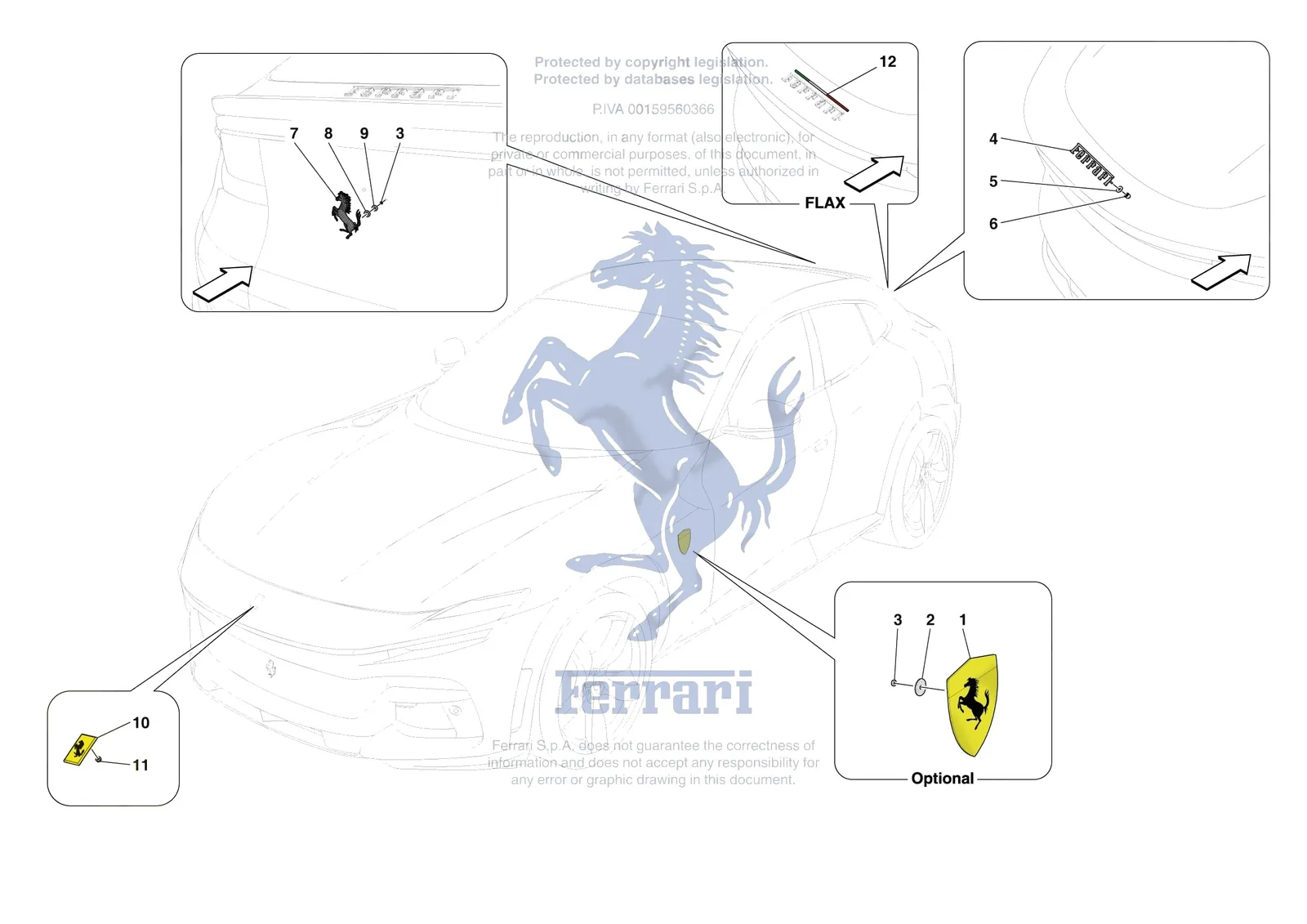 Ferrari Purosangue [VEHICLE TRIM] - E.58 - BADGES exploded diagram