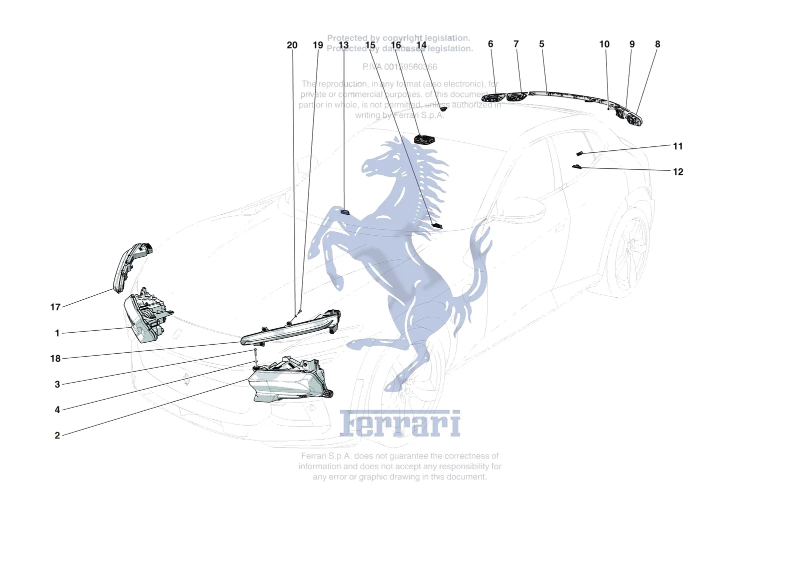 Ferrari Purosangue [ELECTRICAL SYSTEM] - F.9 - LIGHTING SYSTEMS exploded diagram