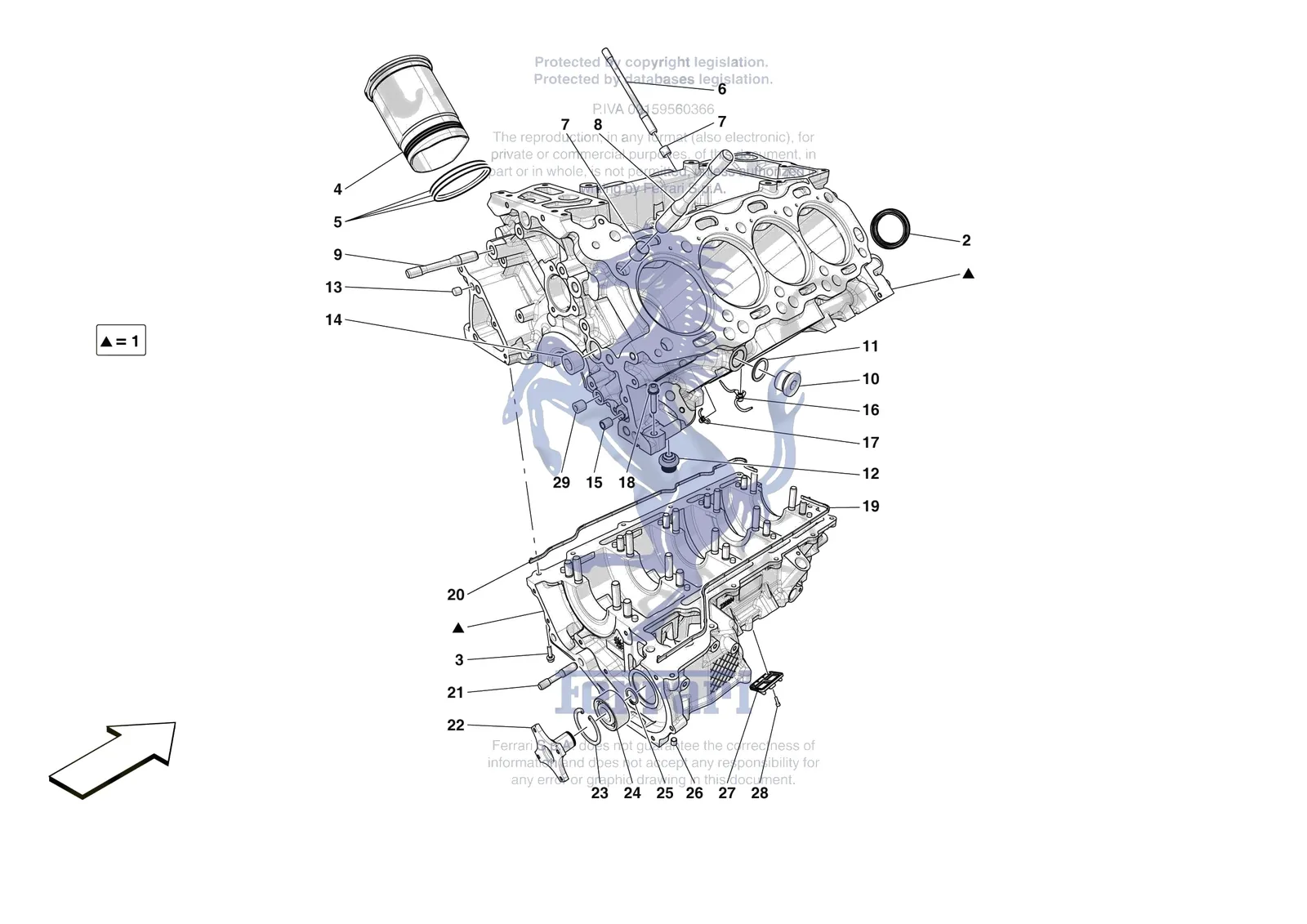 Ferrari Roma Spider [ENGINE] - B.1 - CRANKCASE exploded diagram