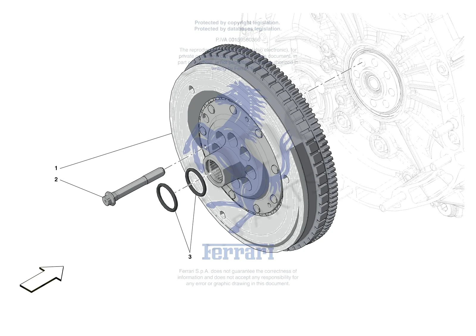 Ferrari Roma Spider [ENGINE] - B.6 - ENGINE FLYWHEEL exploded diagram