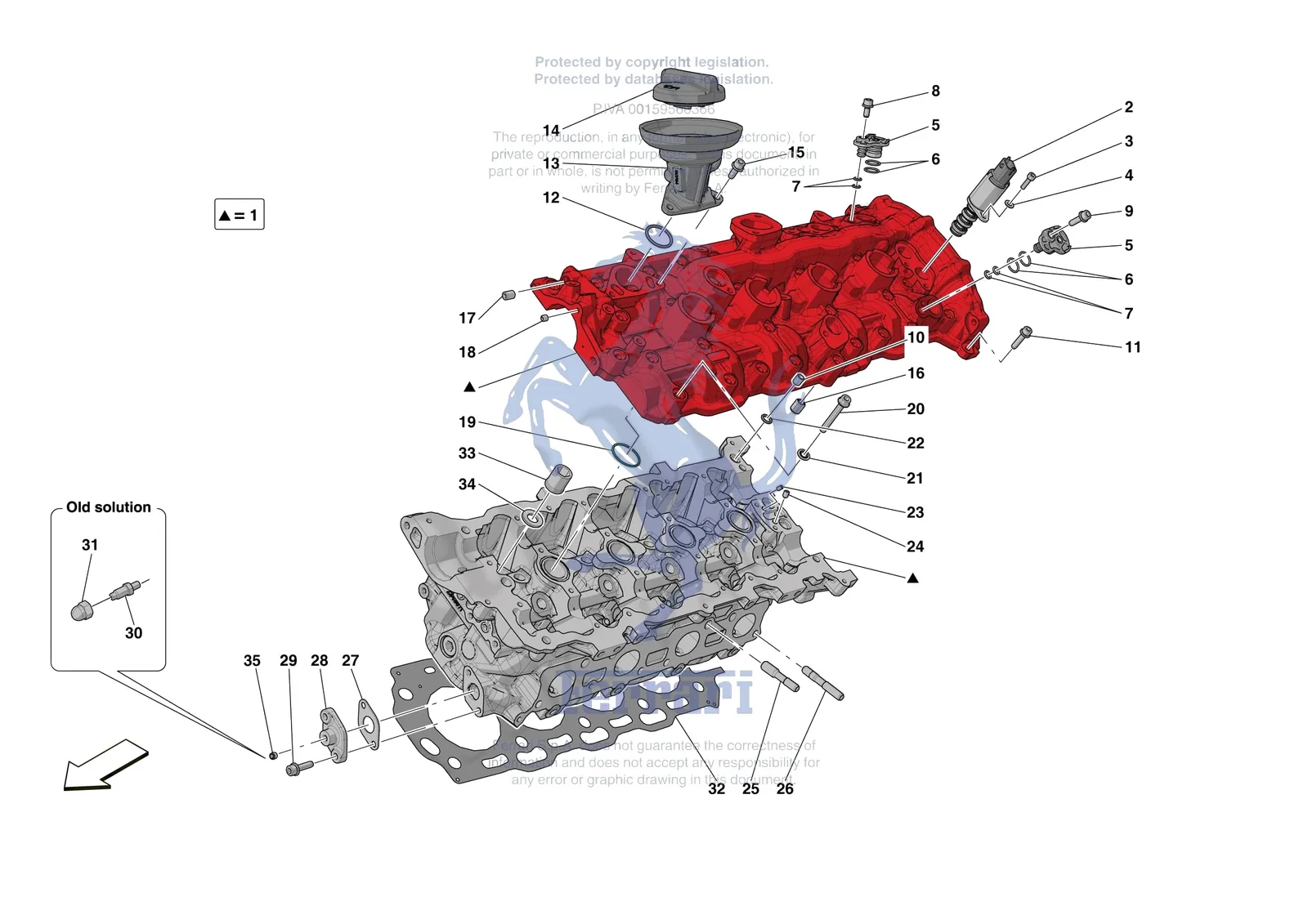 Ferrari Roma Spider [ENGINE] - B.08.02 - CYLINDER HEADS - LH HEAD exploded diagram