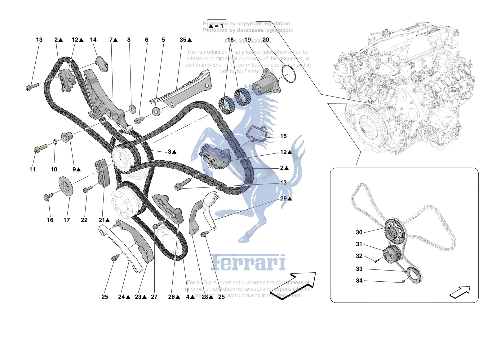 Ferrari Roma Spider [ENGINE] - B.9 - TIMING SYSTEM DRIVE exploded diagram