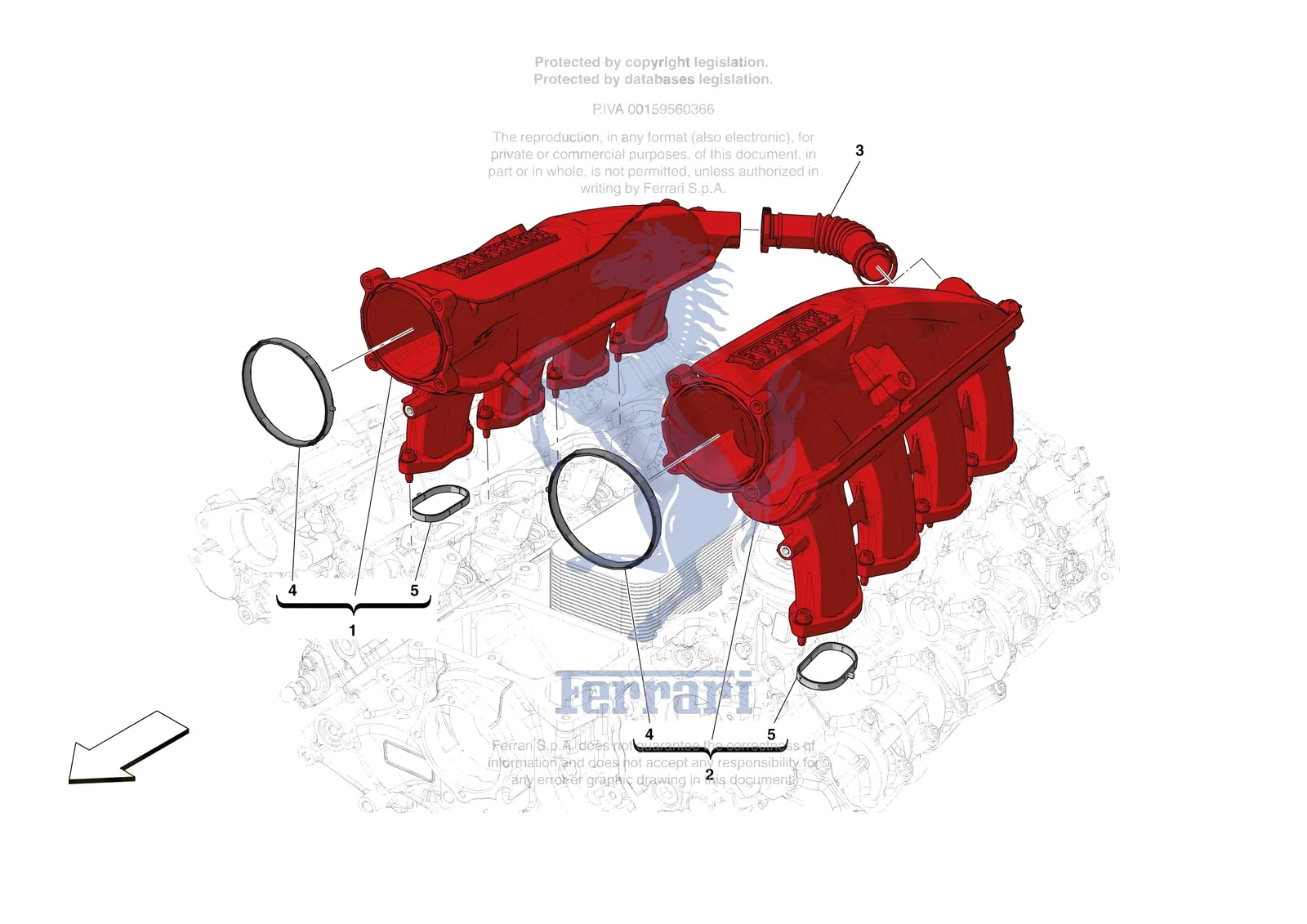 Ferrari Roma Spider [ENGINE] - B.14 - ENGINE INTAKE DUCT exploded diagram