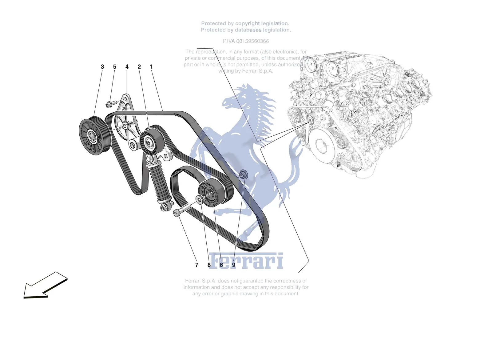 Ferrari Roma Spider [ENGINE] - B.33 - ALTERNATOR DRIVE exploded diagram