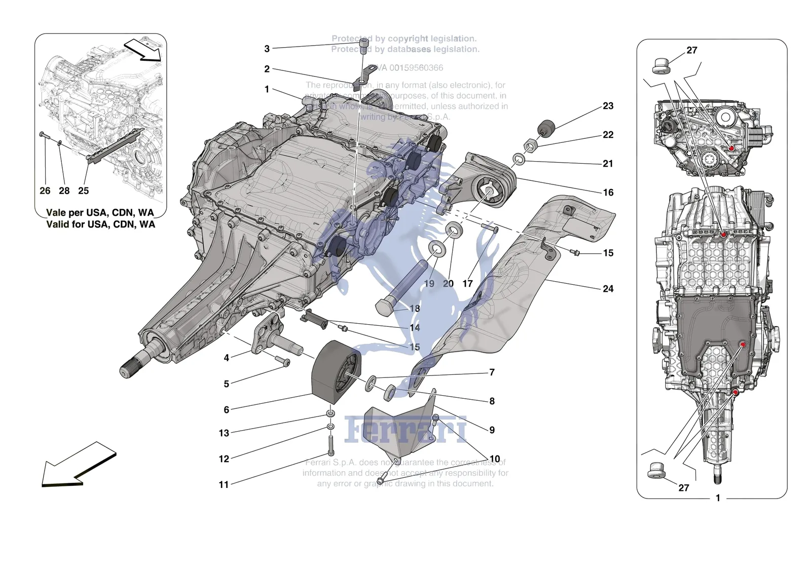 Ferrari Roma Spider [GEARBOX] - C.01.01 - GEARBOX AND FASTENERS exploded diagram