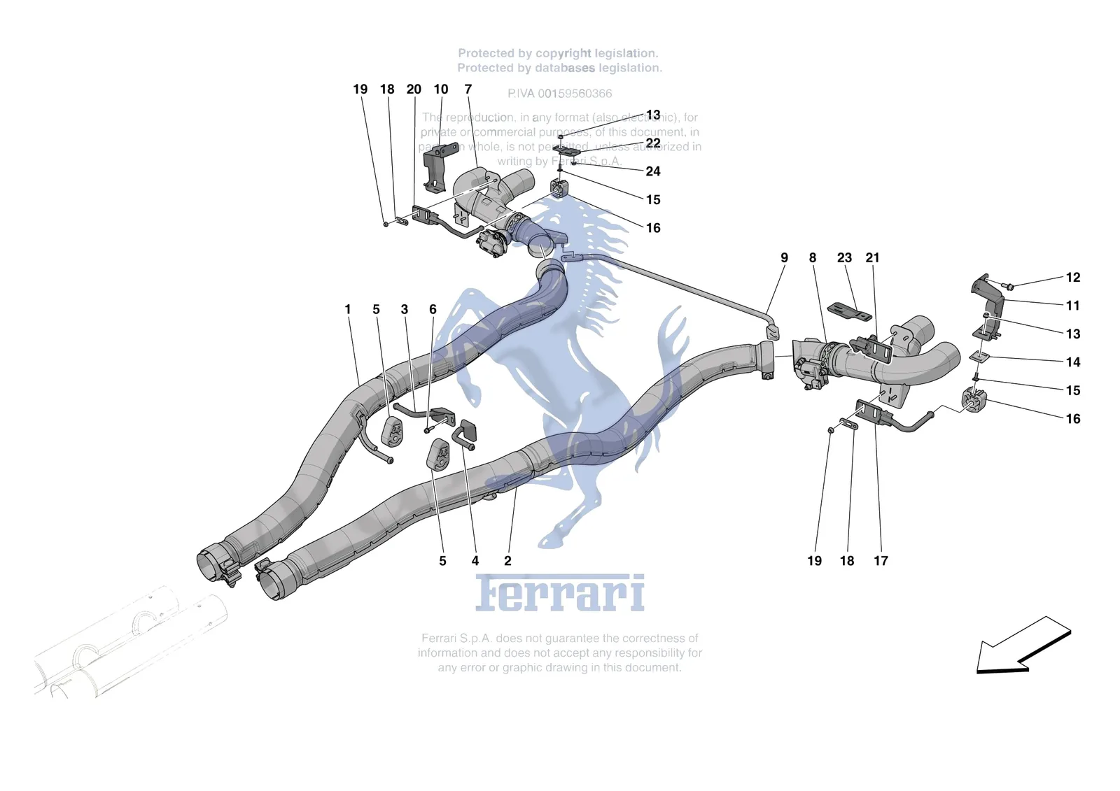 Ferrari Roma Spider [MECHANICAL SYSTEM] - D.08.02 - EXHAUST SYSTEM - REAR exploded diagram