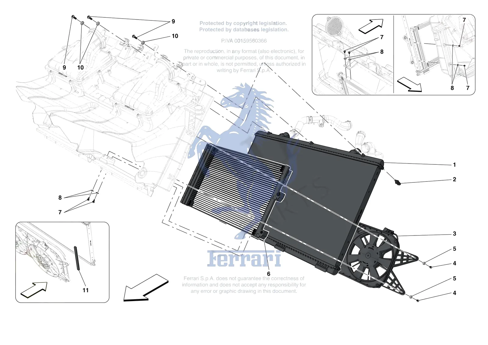 Ferrari Roma Spider [MECHANICAL SYSTEM] - D.14 - ENGINE COOLING SYSTEM RADIATORS exploded diagram