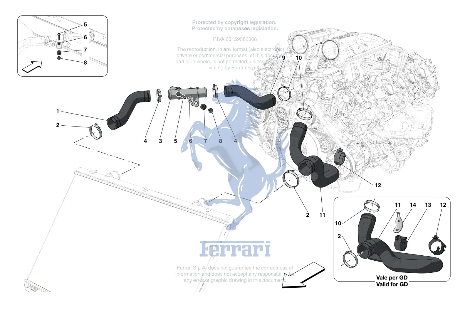 Ferrari Roma Spider [MECHANICAL SYSTEM] - D.16 - COOLING SYSTEM PIPES exploded diagram