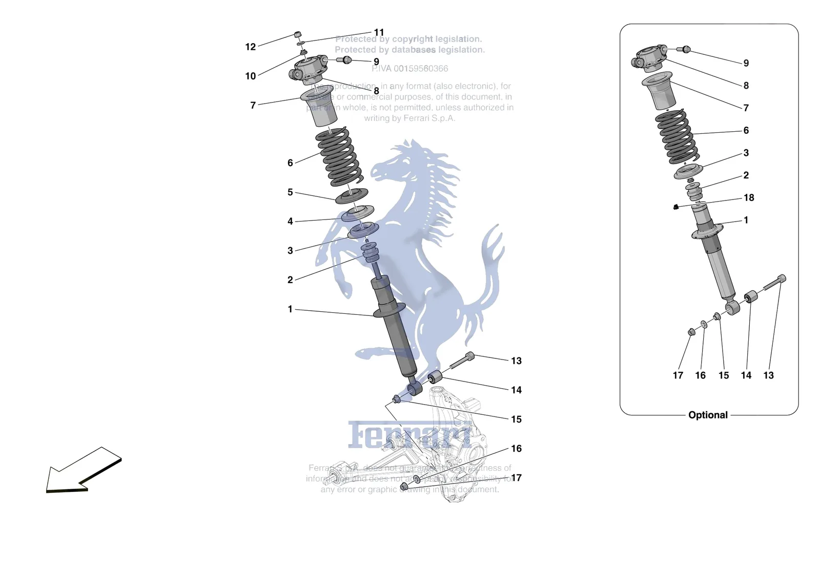 Ferrari Roma Spider [MECHANICAL SYSTEM] - D.25.01 - FRONT SUSPENSION - SHOCK ABSORBERS exploded diagram