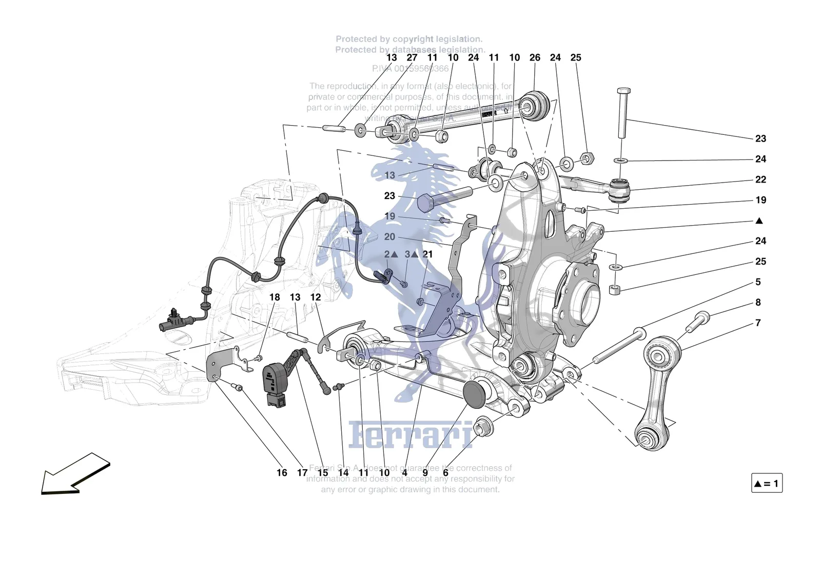 Ferrari Roma Spider [MECHANICAL SYSTEM] - D.27.02 - REAR SUSPENSION - ARMS exploded diagram