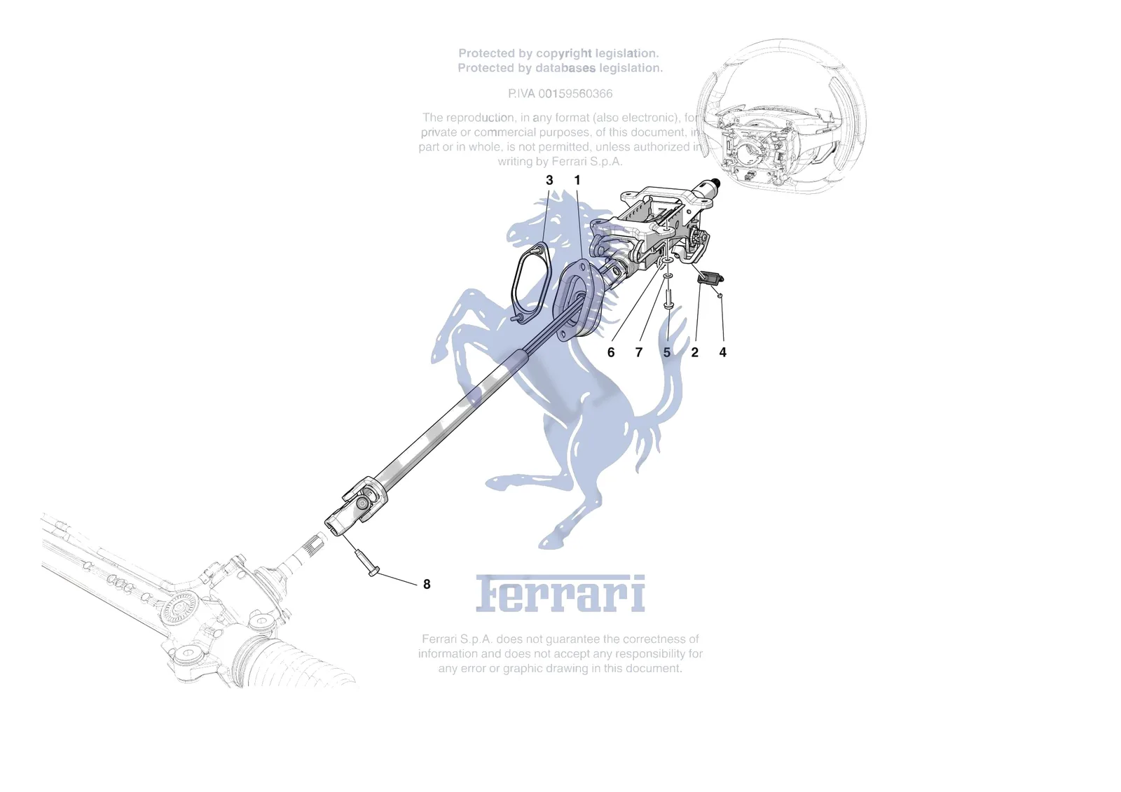 Ferrari Roma Spider [MECHANICAL SYSTEM] - D.30.01 - STEERING WHEEL AND STEERING SYSTEM - STEERING COLUMN exploded diagram
