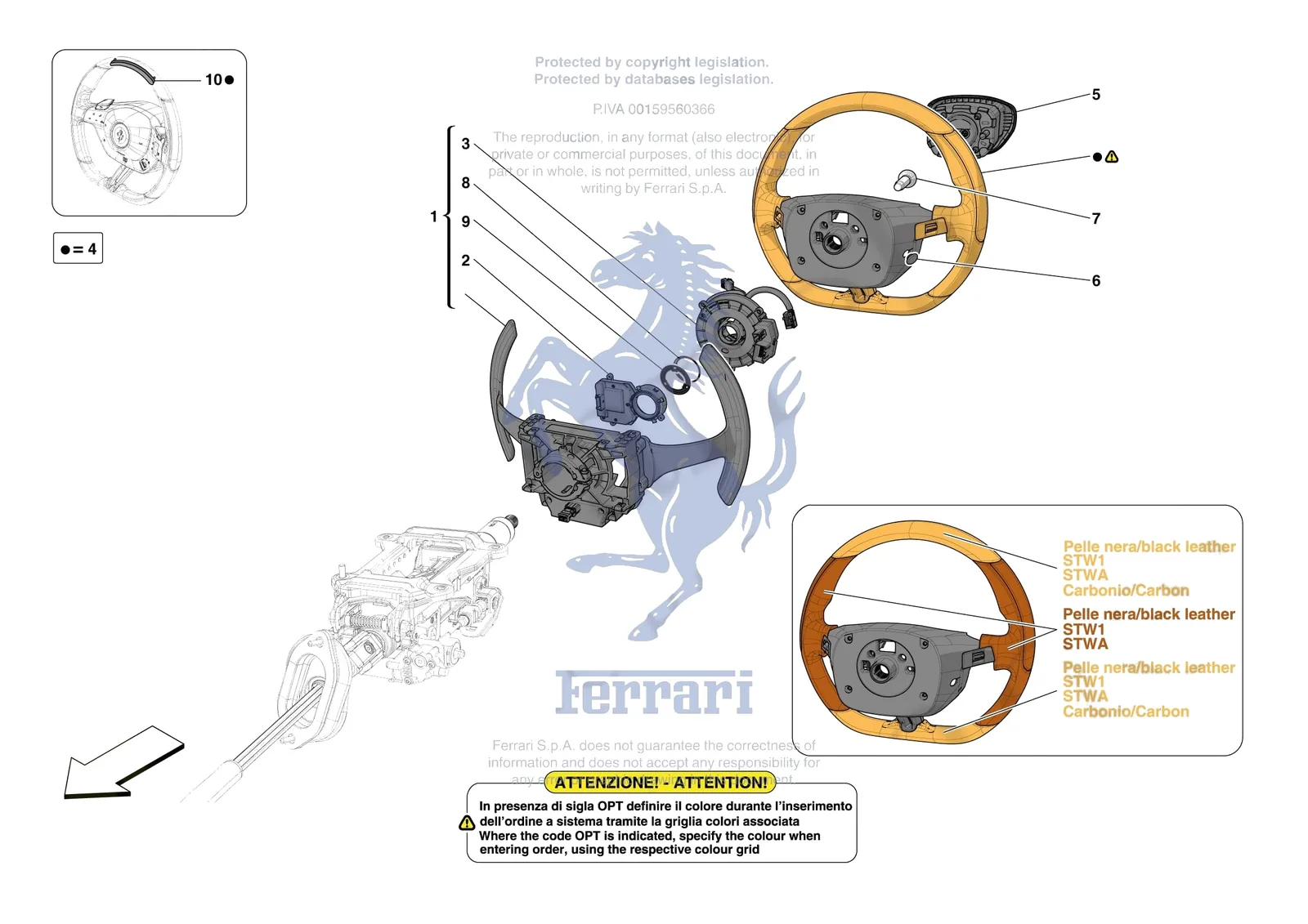 Ferrari Roma Spider [MECHANICAL SYSTEM] - D.30.02 - STEERING WHEEL AND STEERING SYSTEM - STEERING WHEEL AND AIRBAG exploded diagram