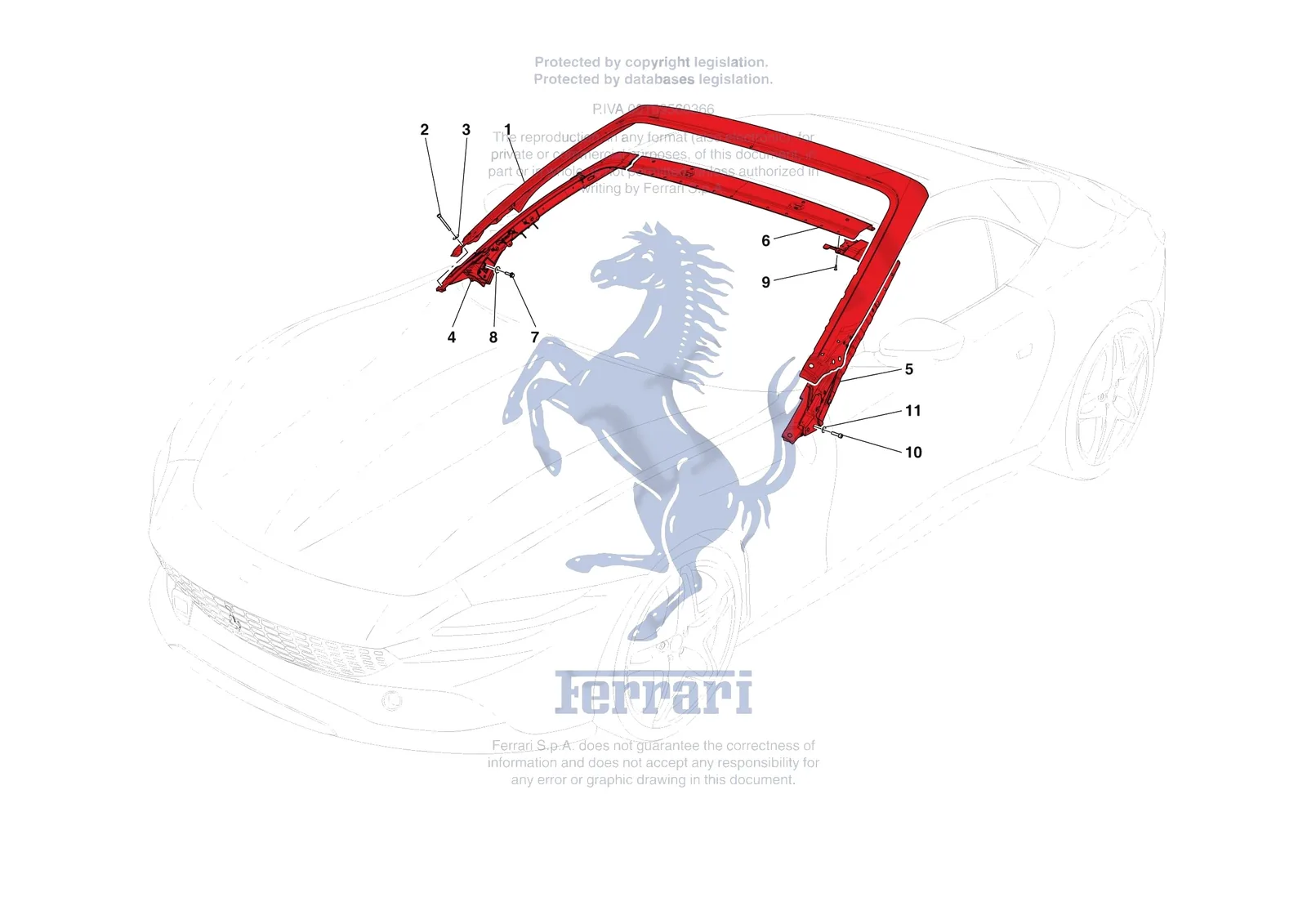 Ferrari Roma Spider [VEHICLE TRIM] - E.3 - ROOF exploded diagram