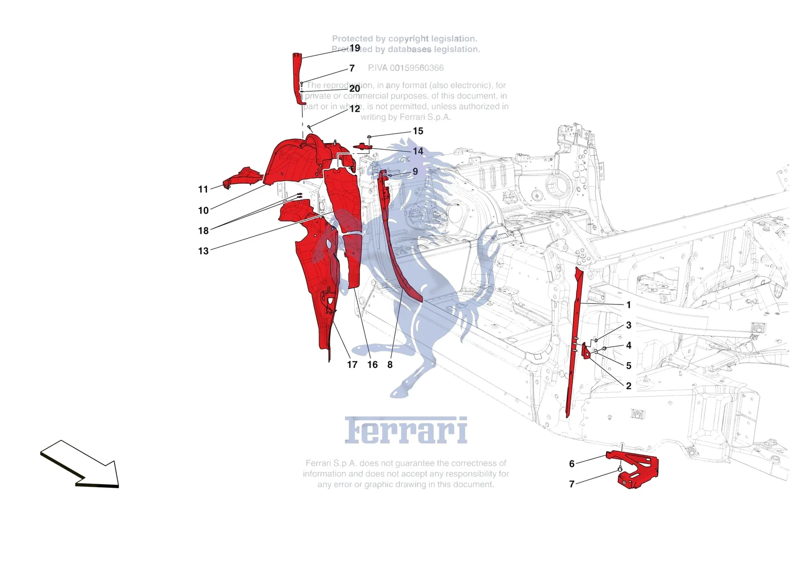 Ferrari Roma Spider [VEHICLE TRIM] - E.6 - LATERAL SUBSTRUCTURE exploded diagram