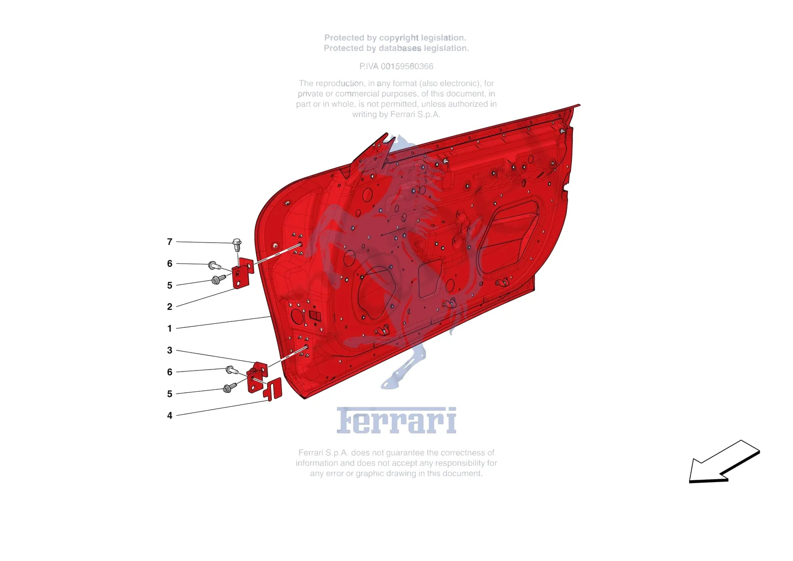 Ferrari Roma Spider [VEHICLE TRIM] - E.8 - FRONT DOOR SUBSTRUCTURE exploded diagram