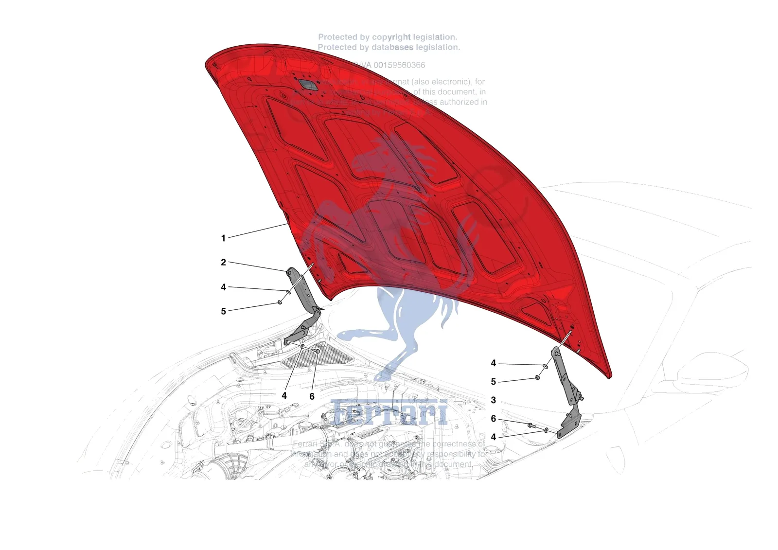 Ferrari Roma Spider [VEHICLE TRIM] - E.9 - FRONT LID SUBSTRUCTURE exploded diagram