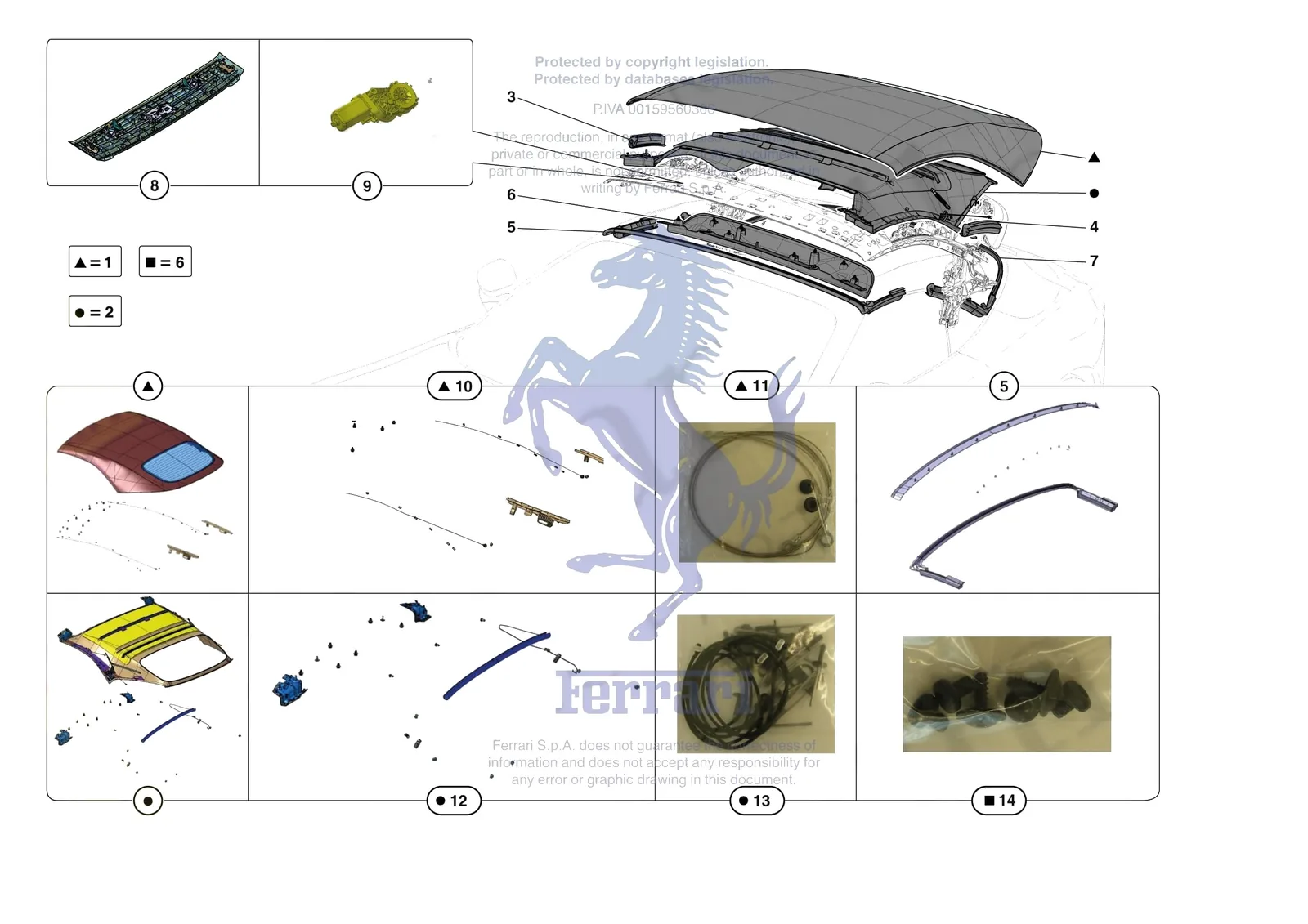 Ferrari Roma Spider [VEHICLE TRIM] - E.13.01 - ROOF - TRIM exploded diagram