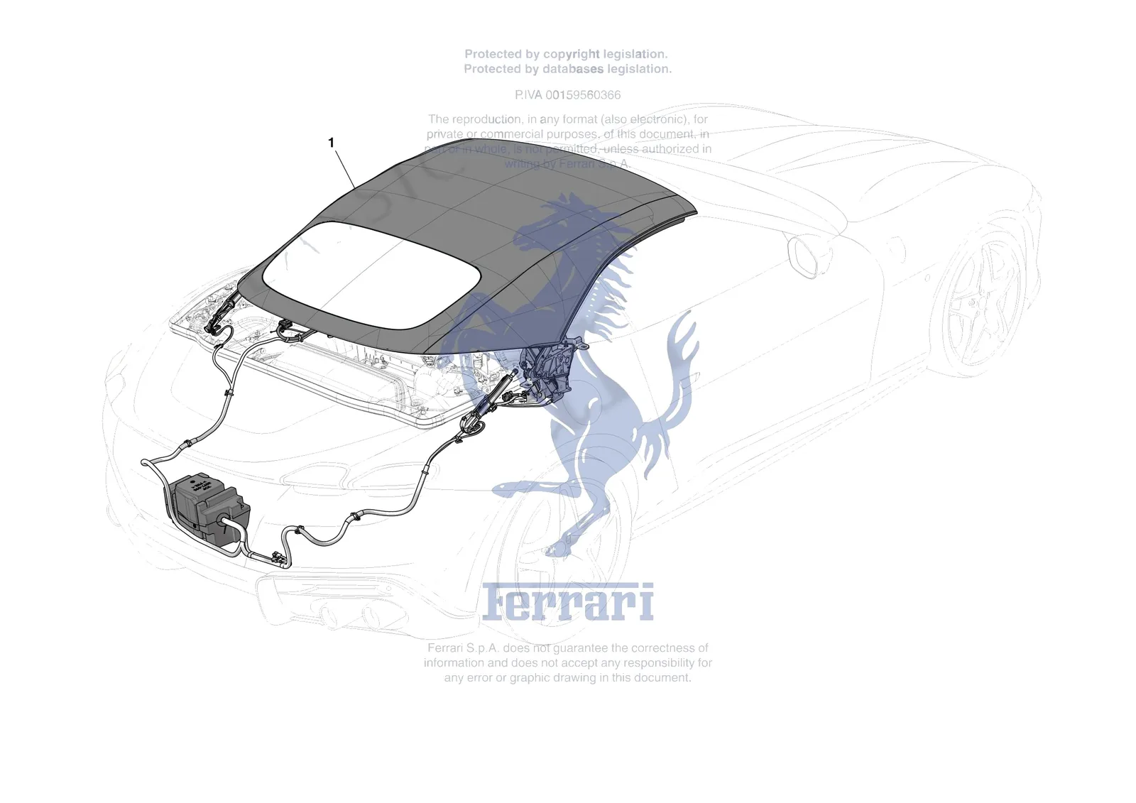 Ferrari Roma Spider [VEHICLE TRIM] - E.13.03 - ROOF - STRUCTURE exploded diagram