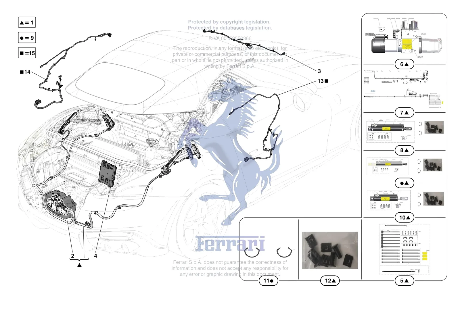 Ferrari Roma Spider [VEHICLE TRIM] - E.13.04 - ROOF - HYDRAULICS exploded diagram