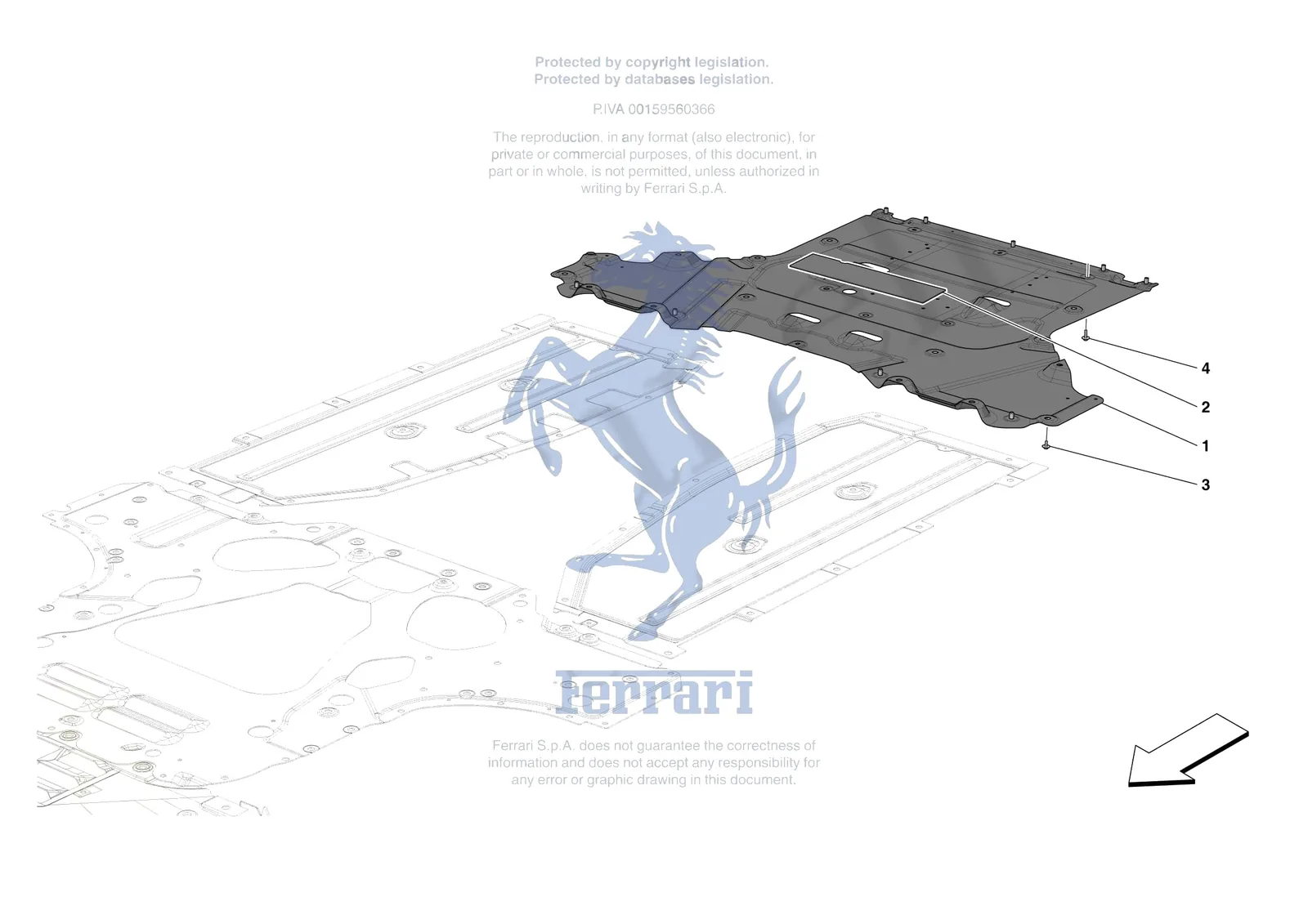 Ferrari Roma Spider [VEHICLE TRIM] - E.16 - REAR SHIELDS exploded diagram