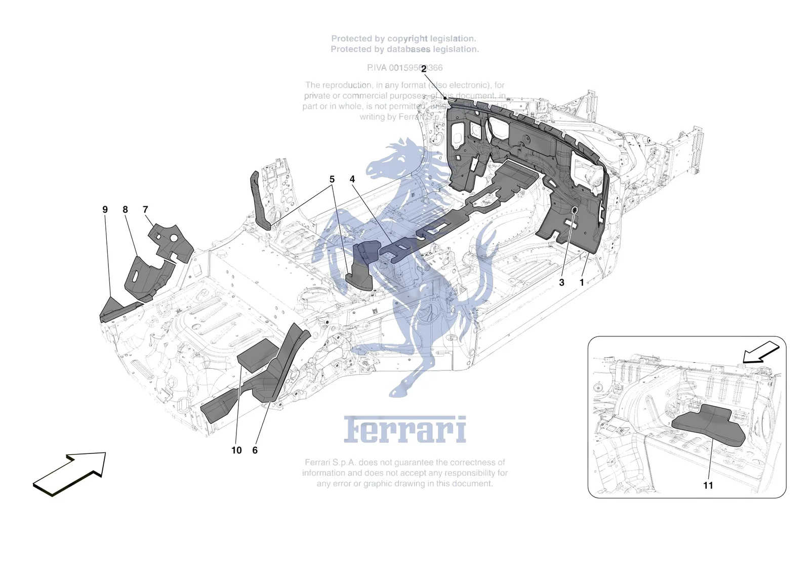Ferrari Roma Spider [VEHICLE TRIM] - E.19 - INTERNAL CABIN INSULATION exploded diagram