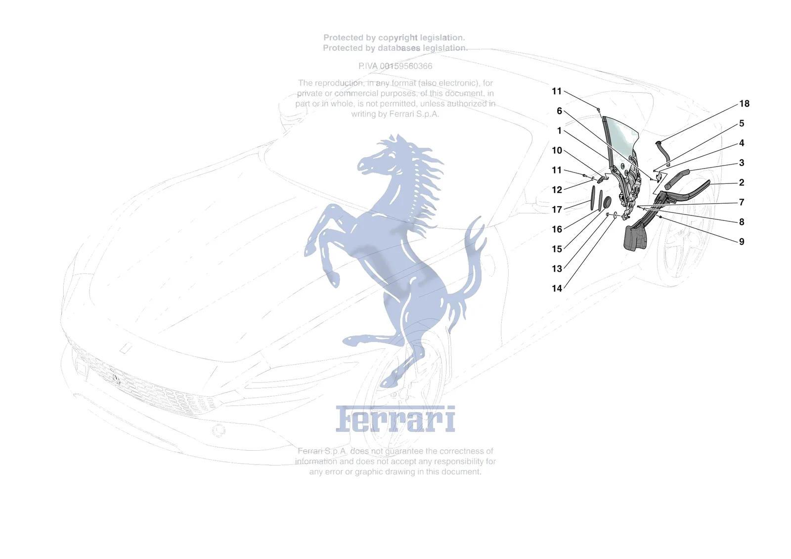 Ferrari Roma Spider [VEHICLE TRIM] - E.27 - SIDE WINDOWS exploded diagram