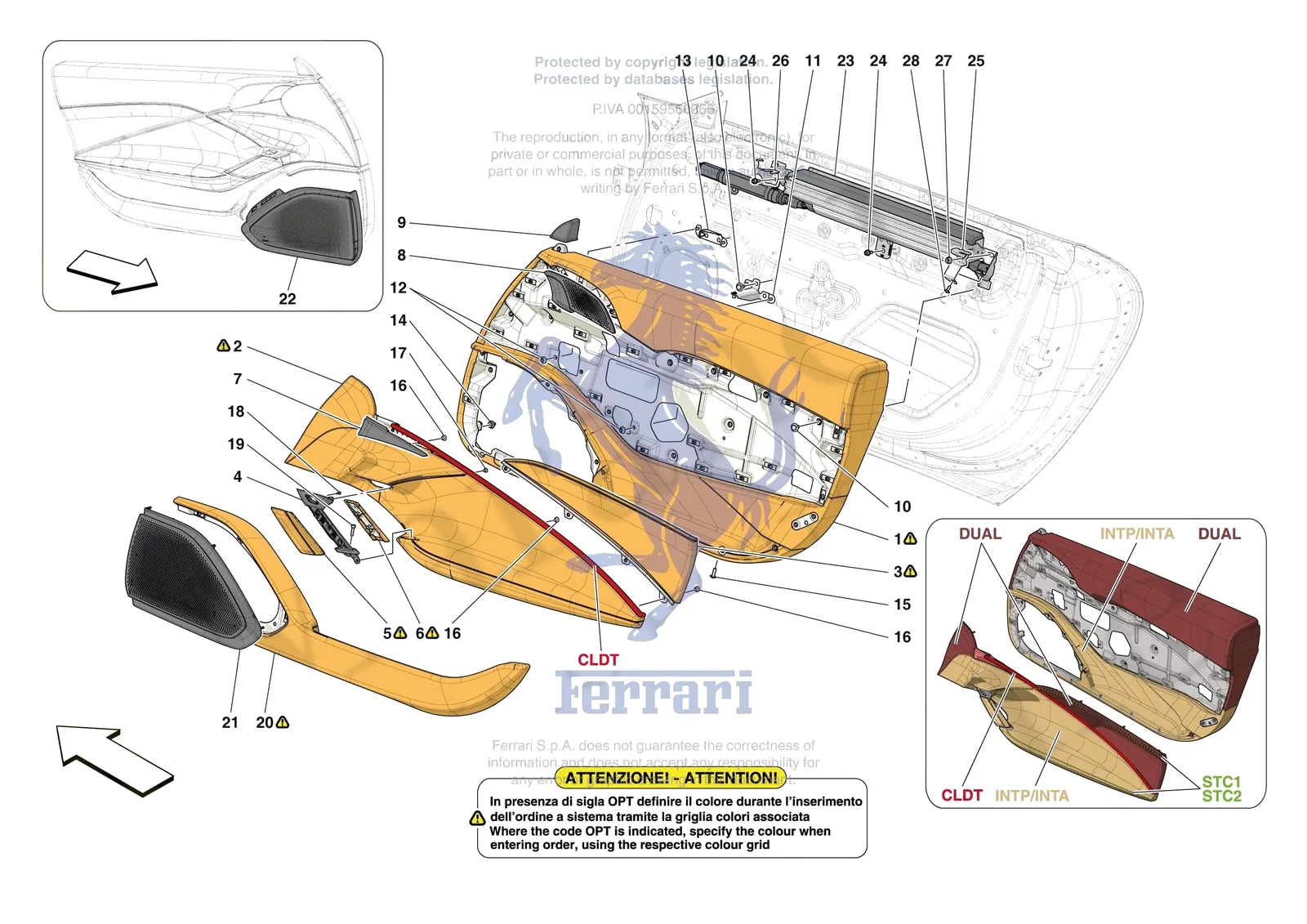 Ferrari Roma Spider [VEHICLE TRIM] - E.29.01 - DOORS - TRIM exploded diagram
