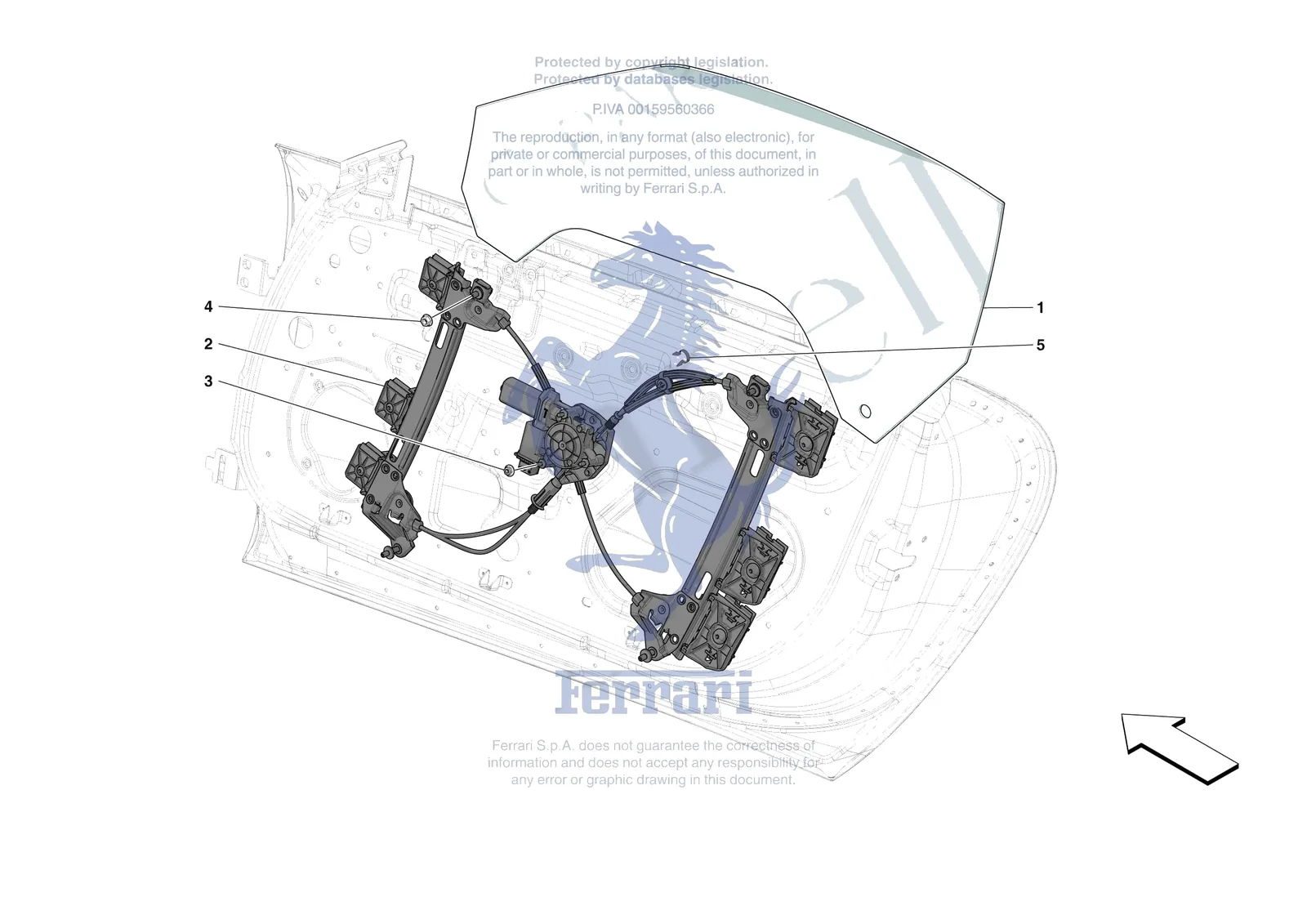 Ferrari Roma Spider [VEHICLE TRIM] - E.29.03 - DOORS - WINDOW AND WINDOW LIFTER exploded diagram