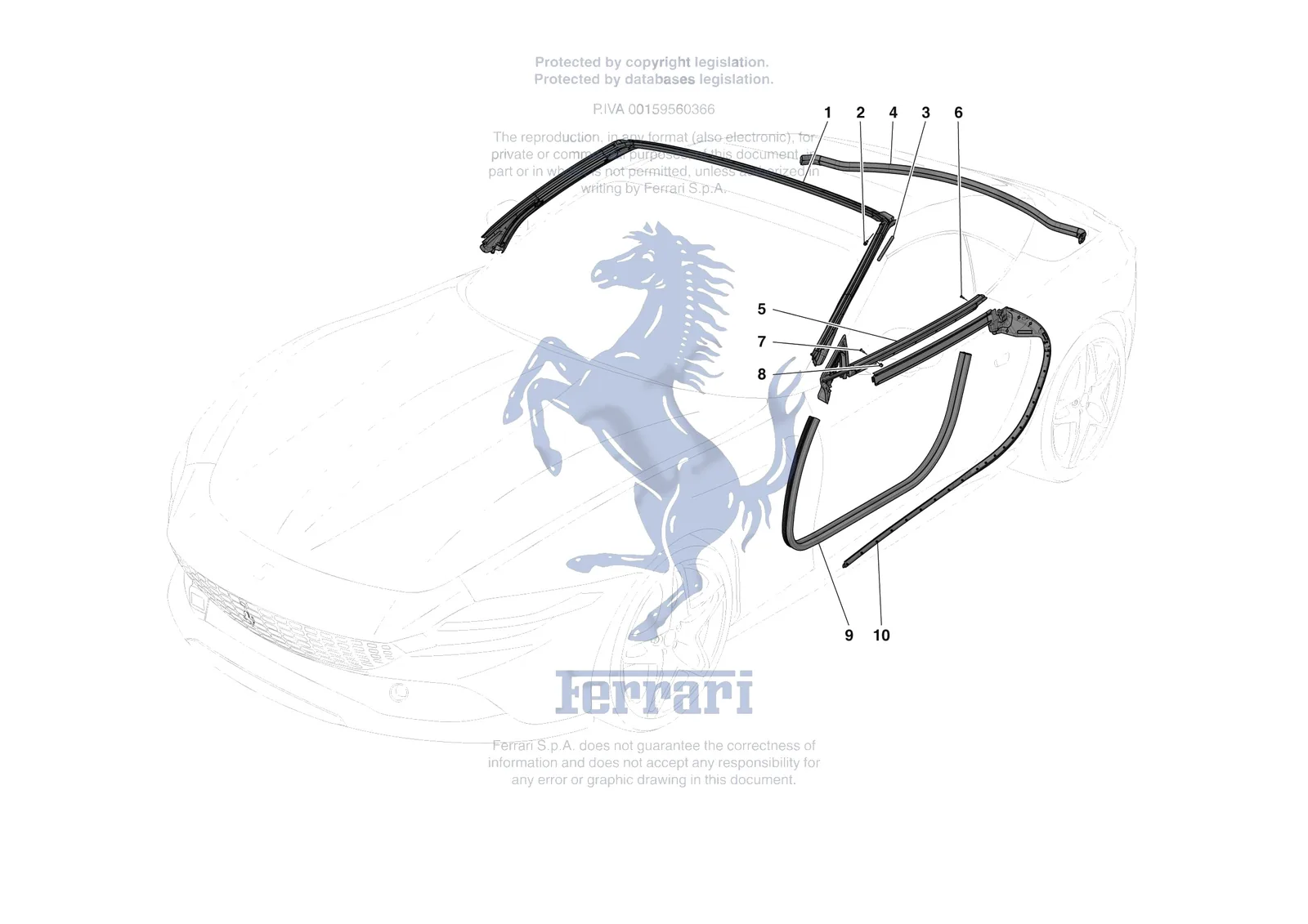Ferrari Roma Spider [VEHICLE TRIM] - E.32 - DOOR SEALS exploded diagram