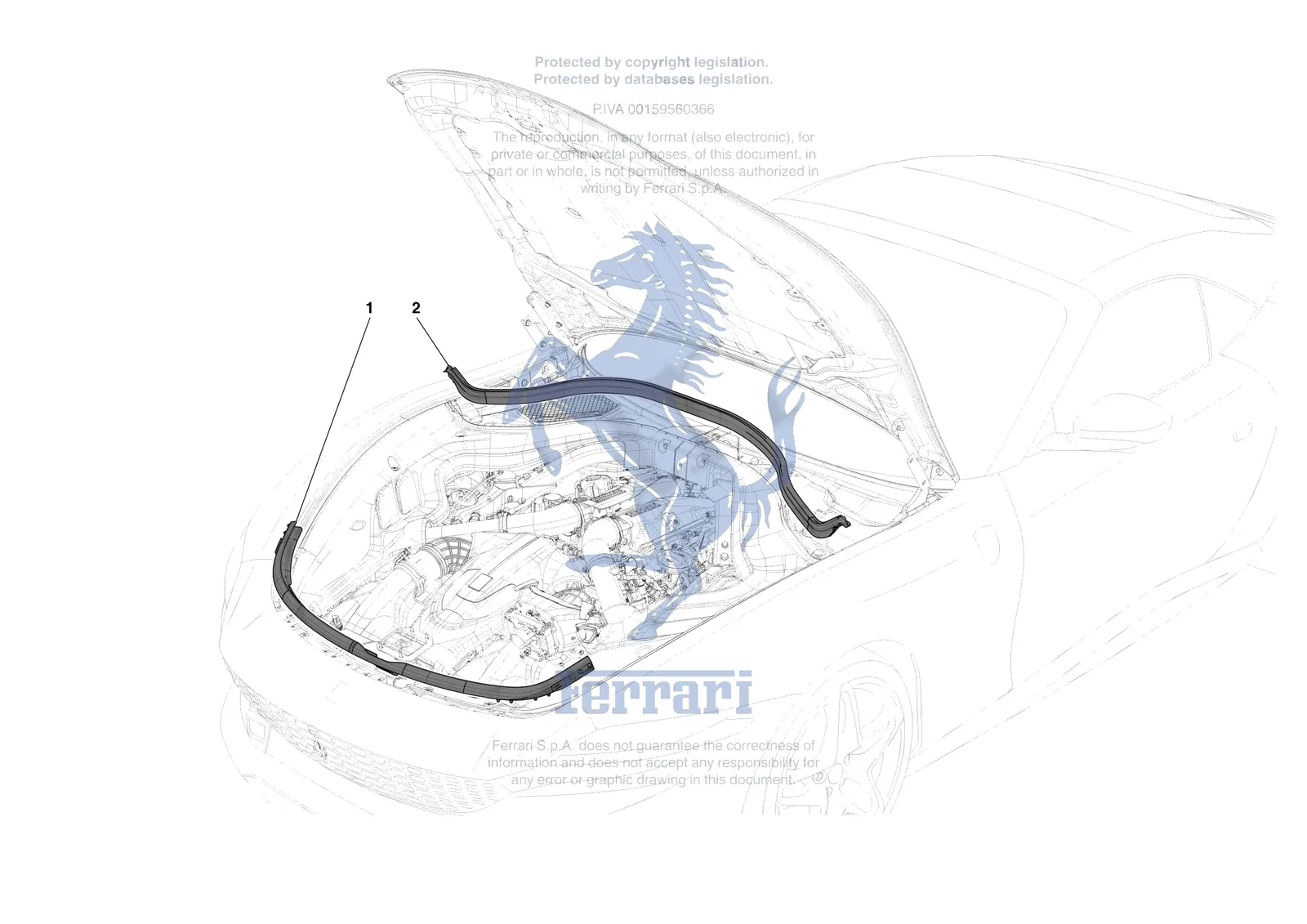 Ferrari Roma Spider [VEHICLE TRIM] - E.35 - FRONT LID SEALS exploded diagram