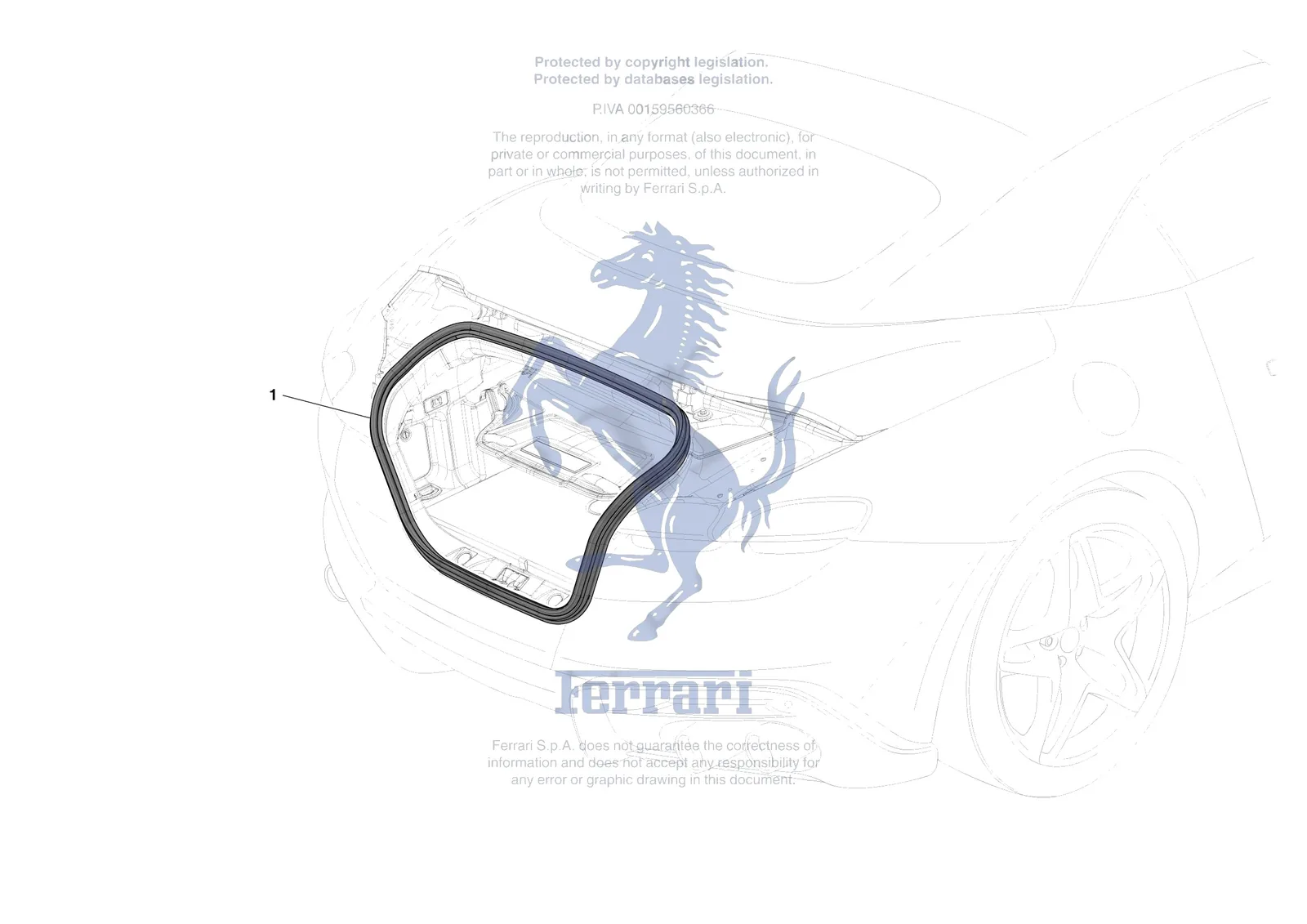Ferrari Roma Spider [VEHICLE TRIM] - E.38 - REAR LID SEALS exploded diagram