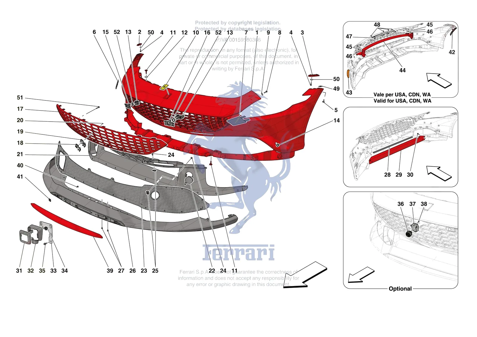 Ferrari Roma Spider [VEHICLE TRIM] - E.40 - FRONT BUMPER exploded diagram