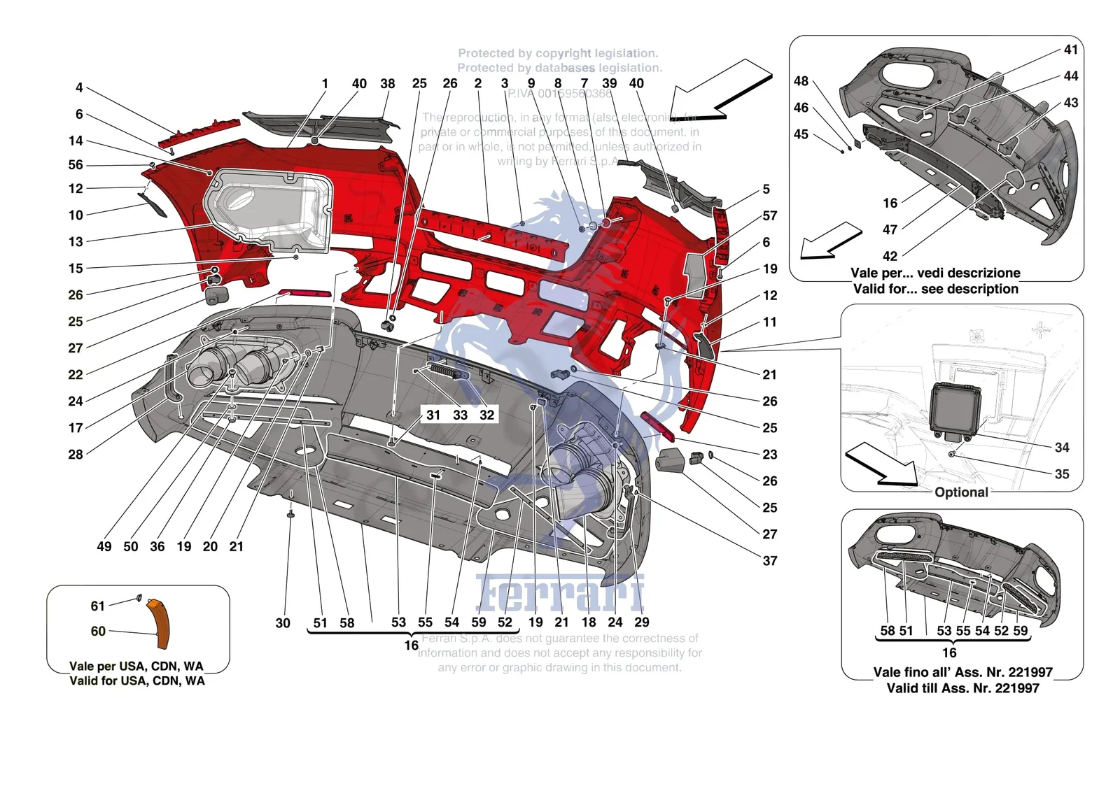 Ferrari Roma Spider [VEHICLE TRIM] - E.42 - REAR BUMPER exploded diagram
