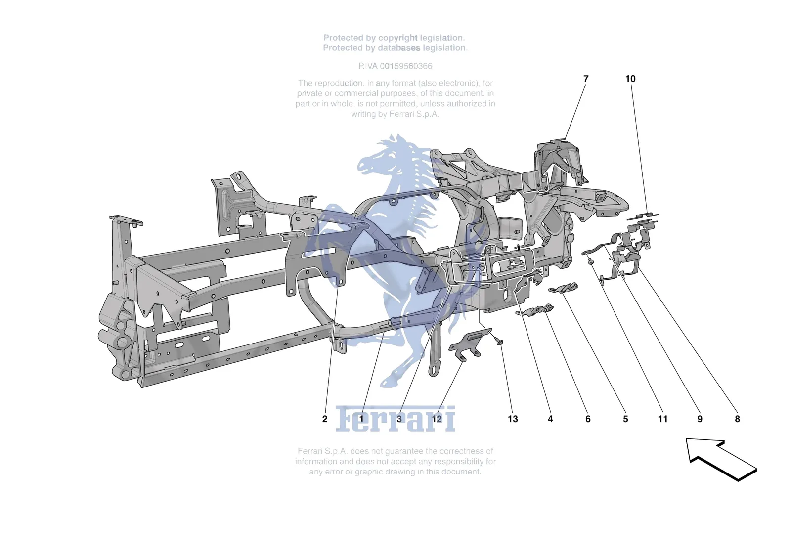 Ferrari Roma Spider [VEHICLE TRIM] - E.47.02 - DASHBOARD - SUBSTRUCTURE -Applicable for RHD- exploded diagram