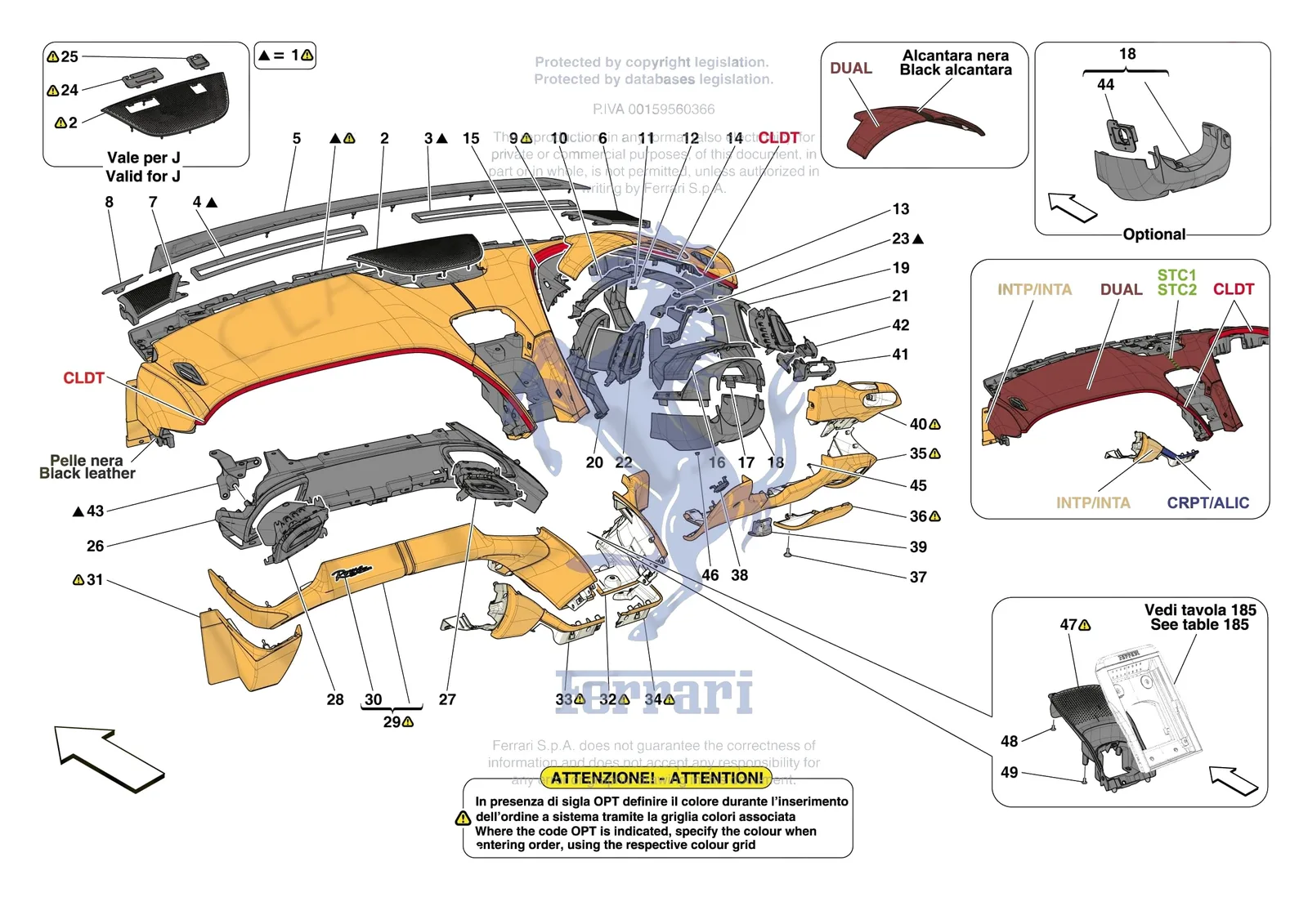 Ferrari Roma Spider [VEHICLE TRIM] - E.47.04 - DASHBOARD - TRIM -Applicable for RHD- exploded diagram