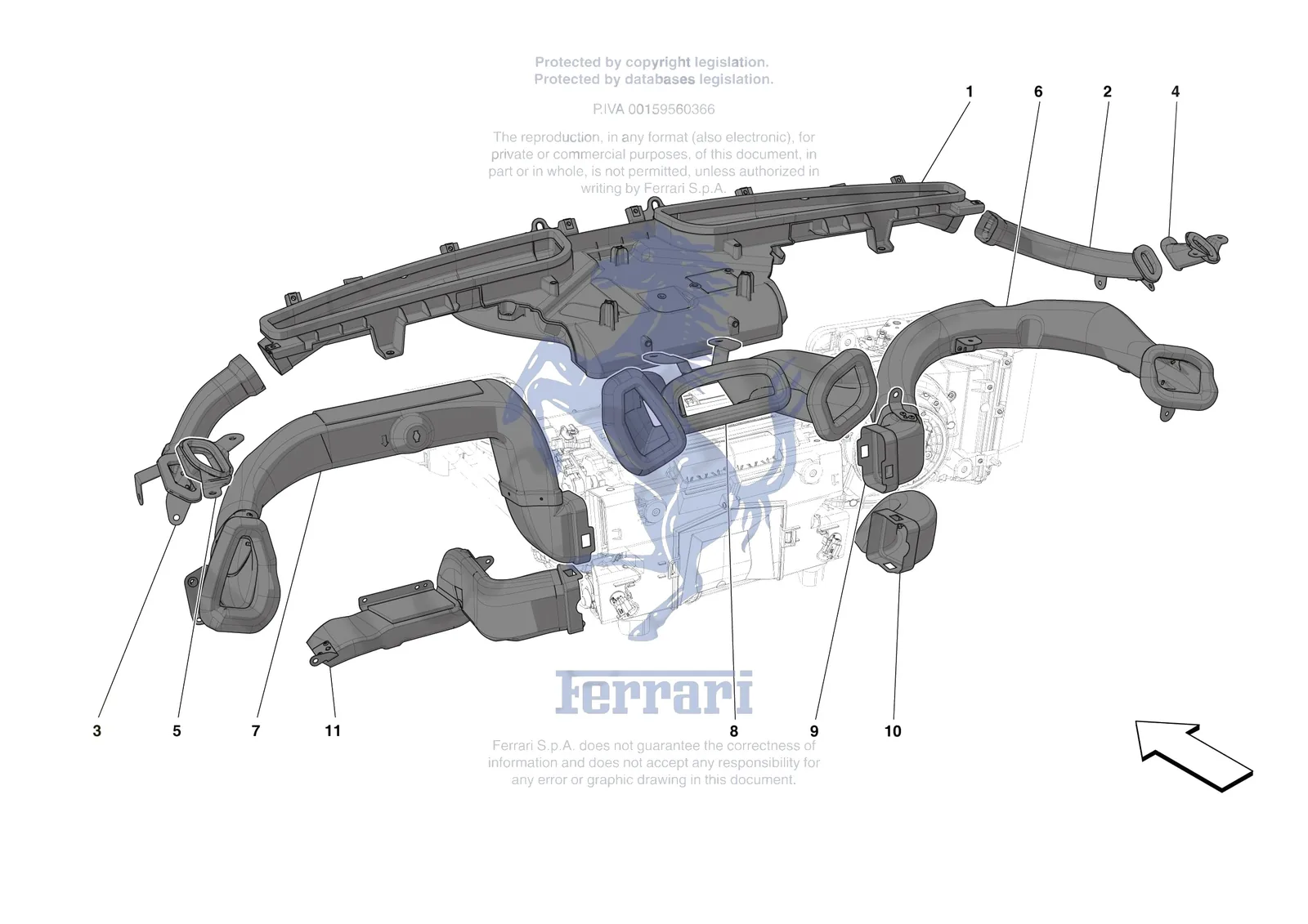 Ferrari Roma Spider [VEHICLE TRIM] - E.47.05 - DASHBOARD - DUCTS -Not for RHD- exploded diagram