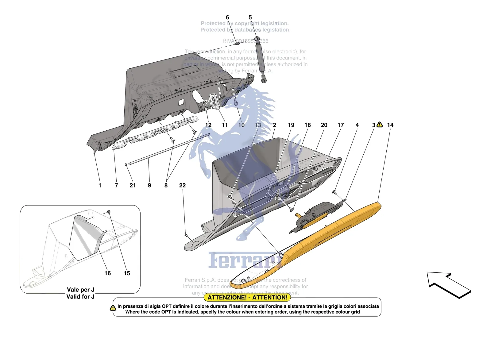 Ferrari Roma Spider [VEHICLE TRIM] - E.47.07 - DASHBOARD - GLOVE COMPARTMENT exploded diagram