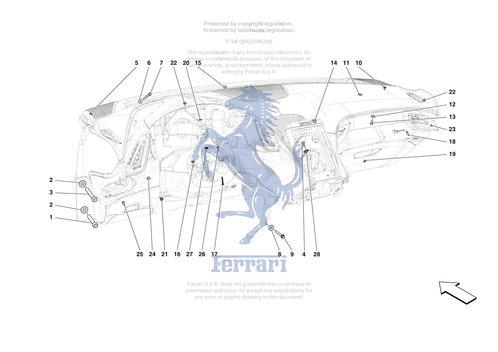 Ferrari Roma Spider [VEHICLE TRIM] - E.47.09 - DASHBOARD - FASTENERS exploded diagram