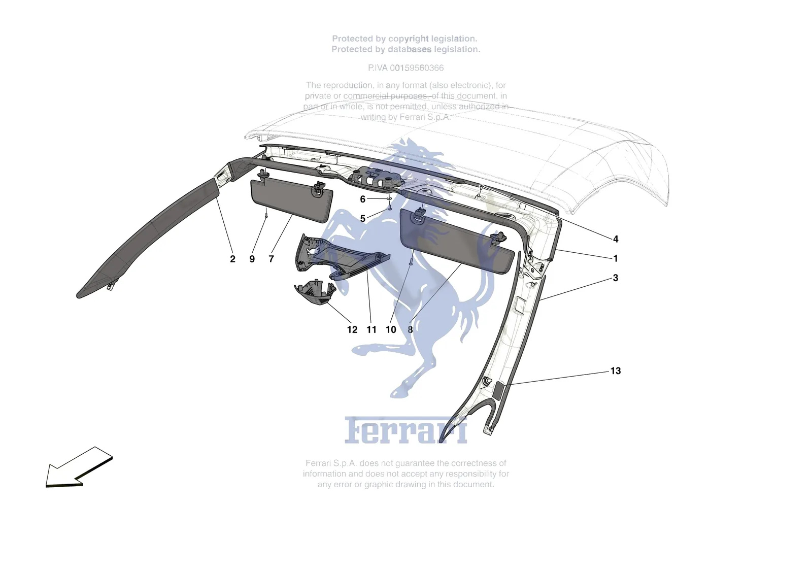 Ferrari Roma Spider [VEHICLE TRIM] - E.49 - INNER TRIM (ABOVE BELTLINE) exploded diagram