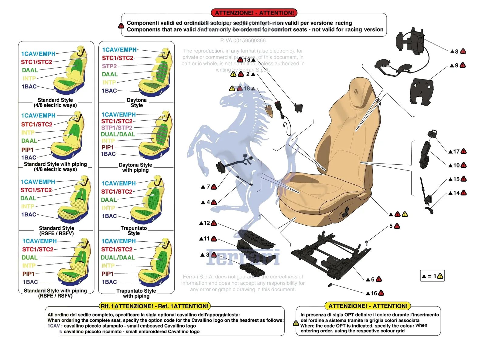 Ferrari Roma Spider [VEHICLE TRIM] - E.51.01 - FRONT SEATS - SEATS AND GUIDES exploded diagram