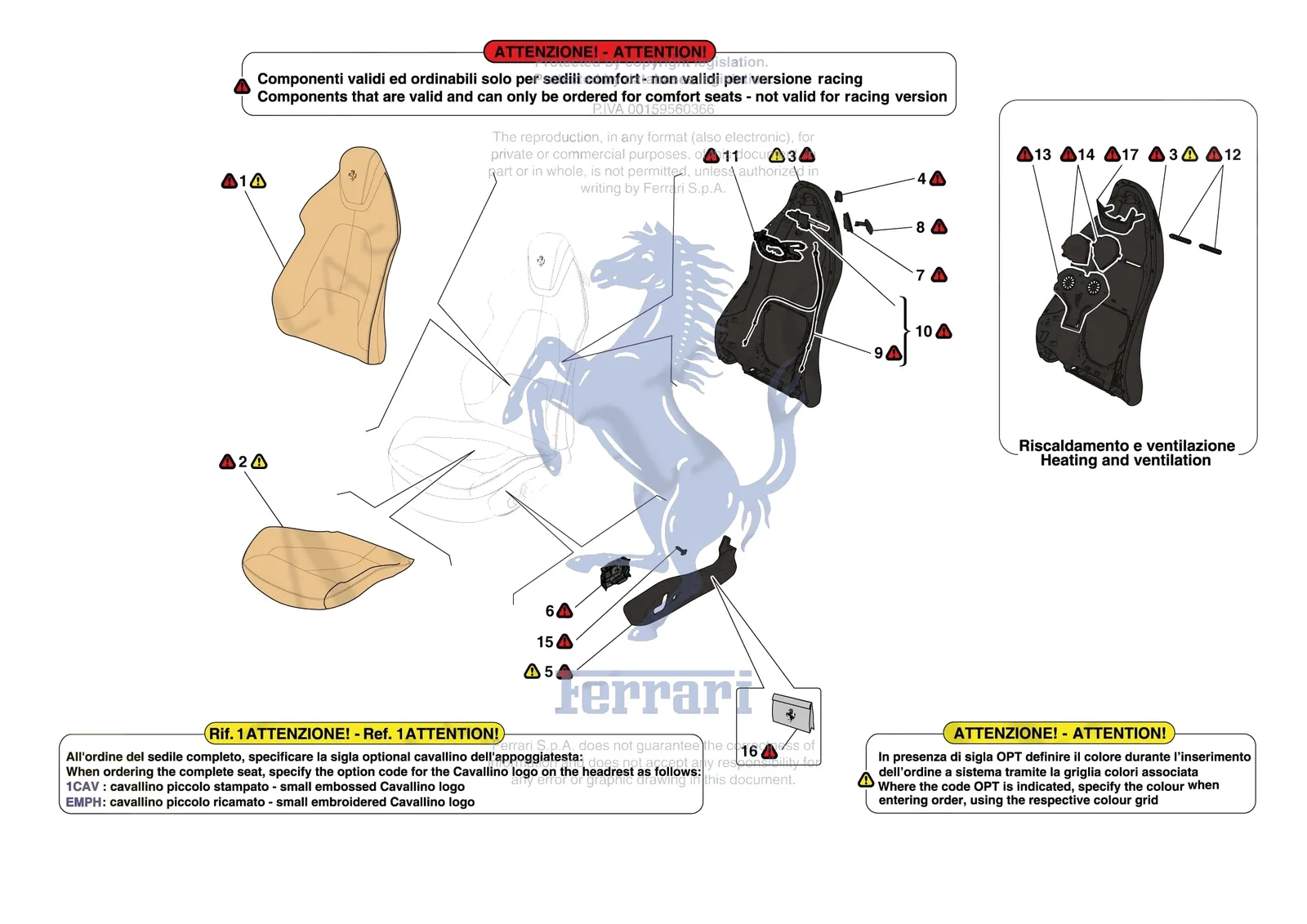 Ferrari Roma Spider [VEHICLE TRIM] - E.51.02 - FRONT SEATS - SEAT TRIMS exploded diagram