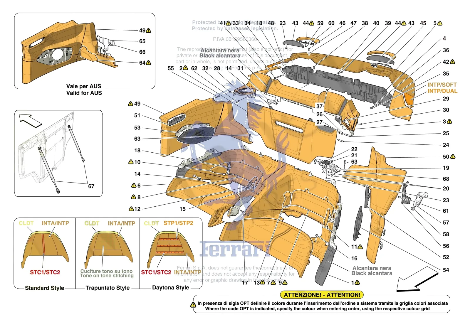 Ferrari Roma Spider [VEHICLE TRIM] - E.52 - REAR SEATS exploded diagram