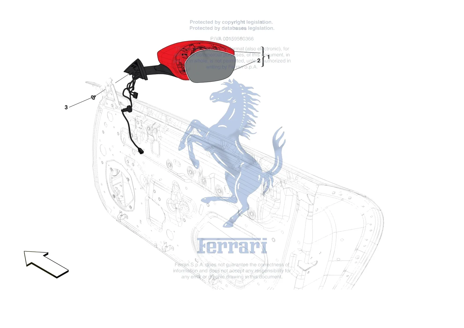Ferrari Roma Spider [VEHICLE TRIM] - E.54 - EXTERNAL REAR VIEW MIRRORS exploded diagram