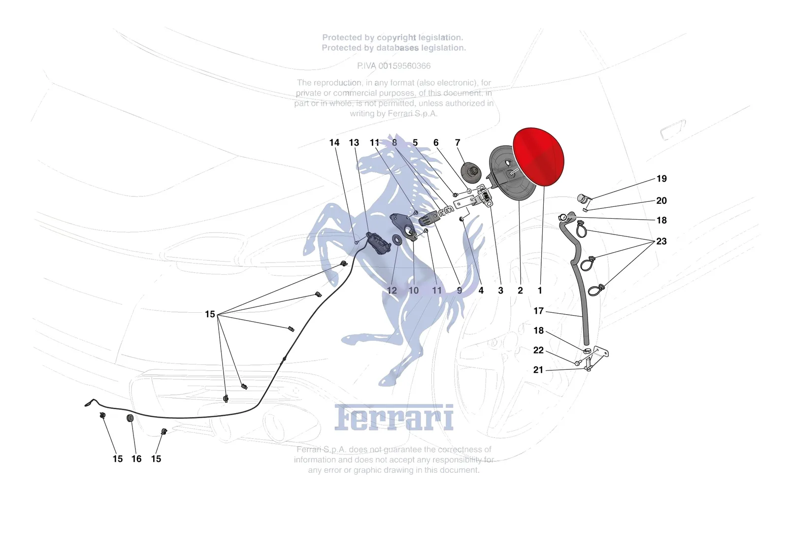 Ferrari Roma Spider [VEHICLE TRIM] - E.56 - FUEL FILLER SEAT exploded diagram