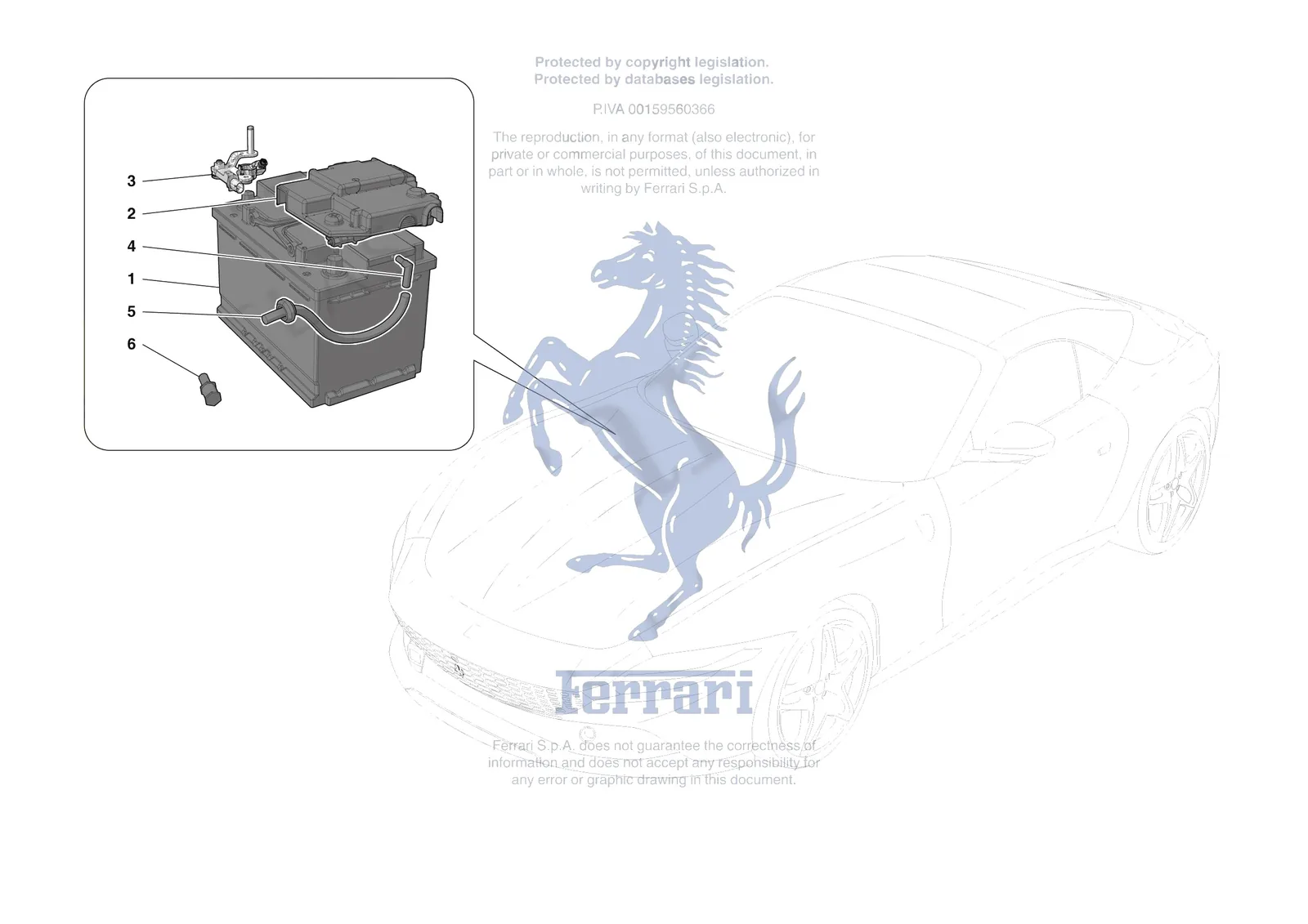 Ferrari Roma Spider [ELECTRICAL SYSTEM] - F.1 - BATTERIES exploded diagram