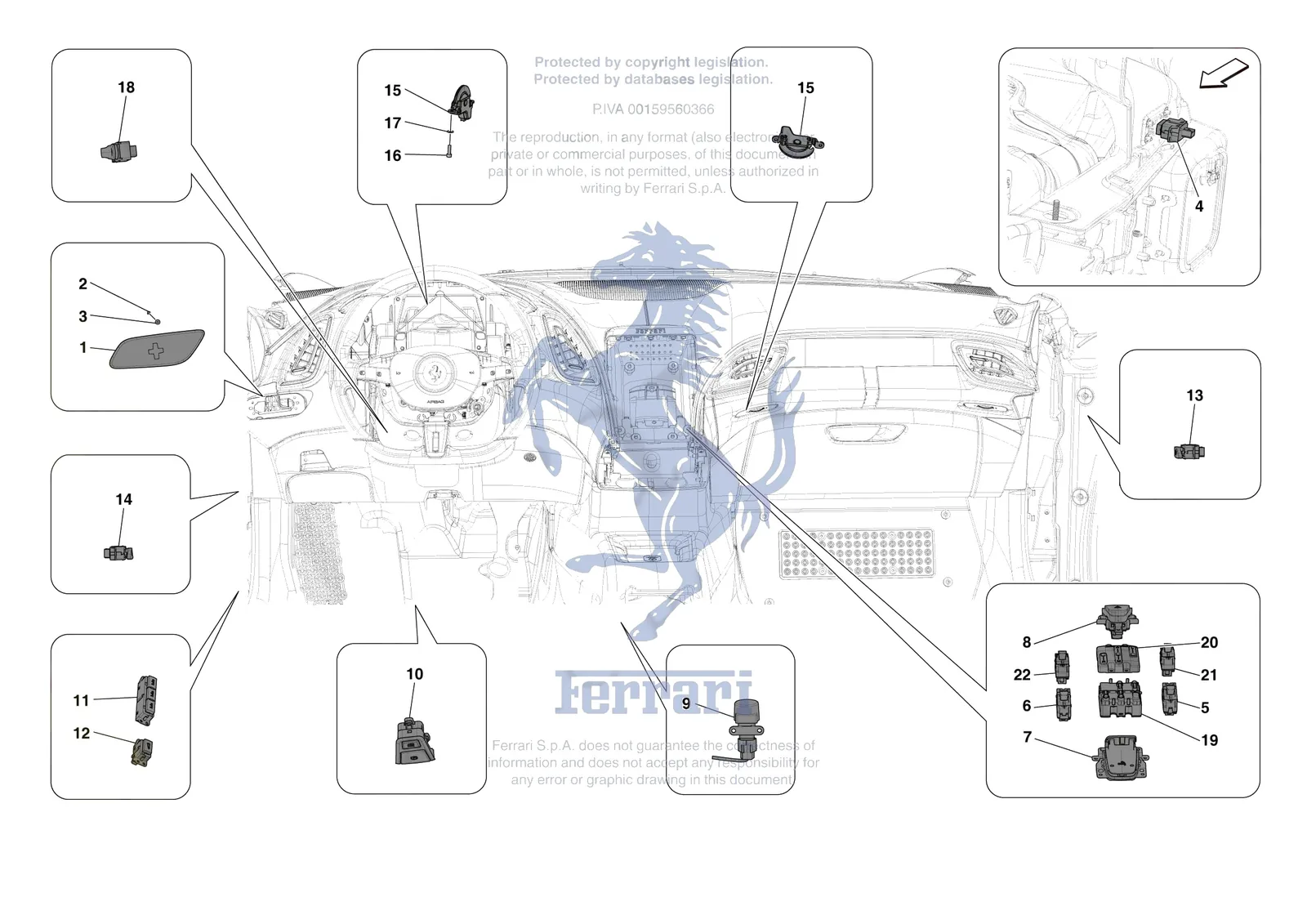 Ferrari Roma Spider [ELECTRICAL SYSTEM] - F.4 - OTHER ELECTRICAL CONTROLS exploded diagram