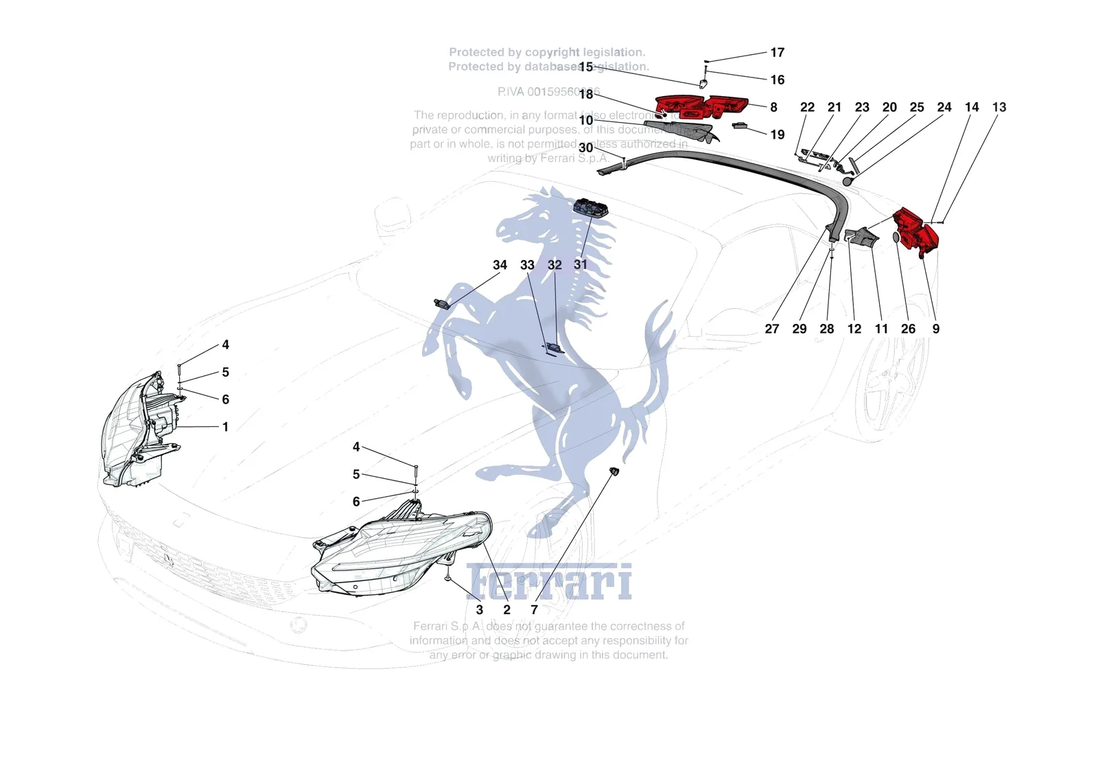 Ferrari Roma Spider [ELECTRICAL SYSTEM] - F.9 - LIGHTING SYSTEMS exploded diagram