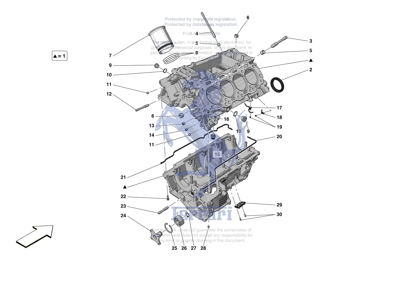 Ferrari Roma [ENGINE] - B.1 - CRANKCASE exploded diagram