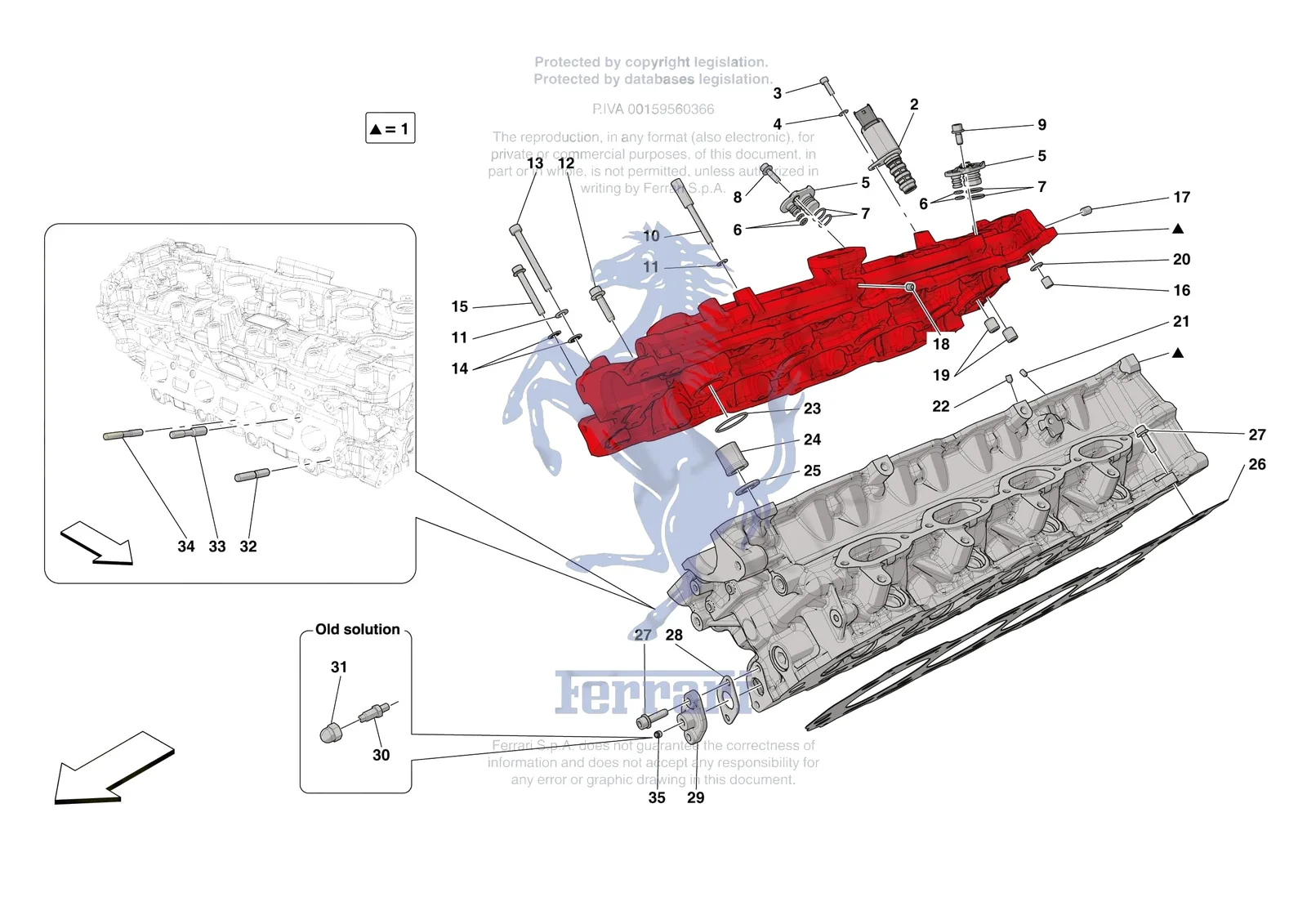 Ferrari Roma [ENGINE] - B.08.01 - CYLINDER HEADS - RH HEAD exploded diagram